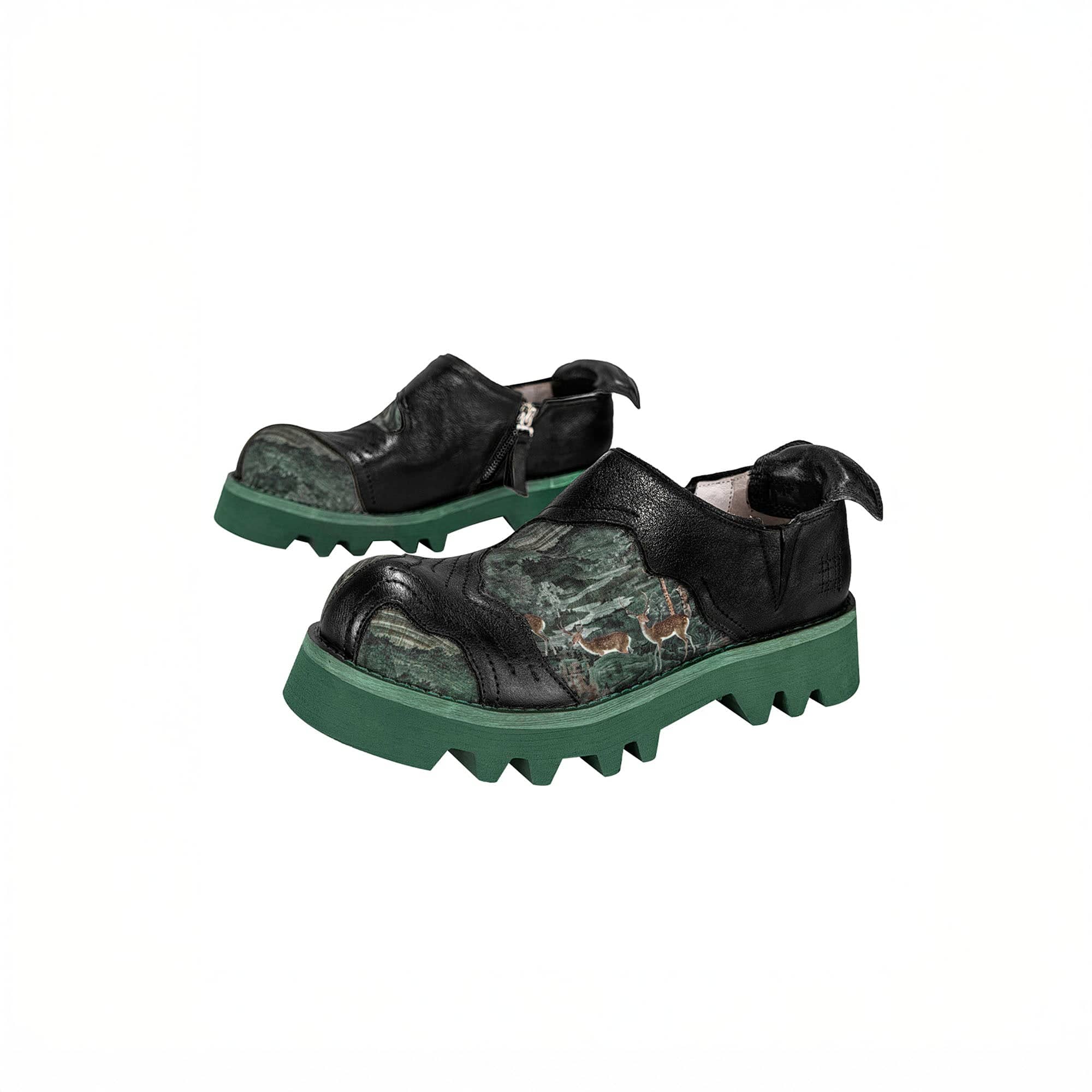REWRITE Mural Graphics Leather Paneled Trail Loafers, premium urban and streetwear designers apparel on PROJECTISR.com, REWRITE