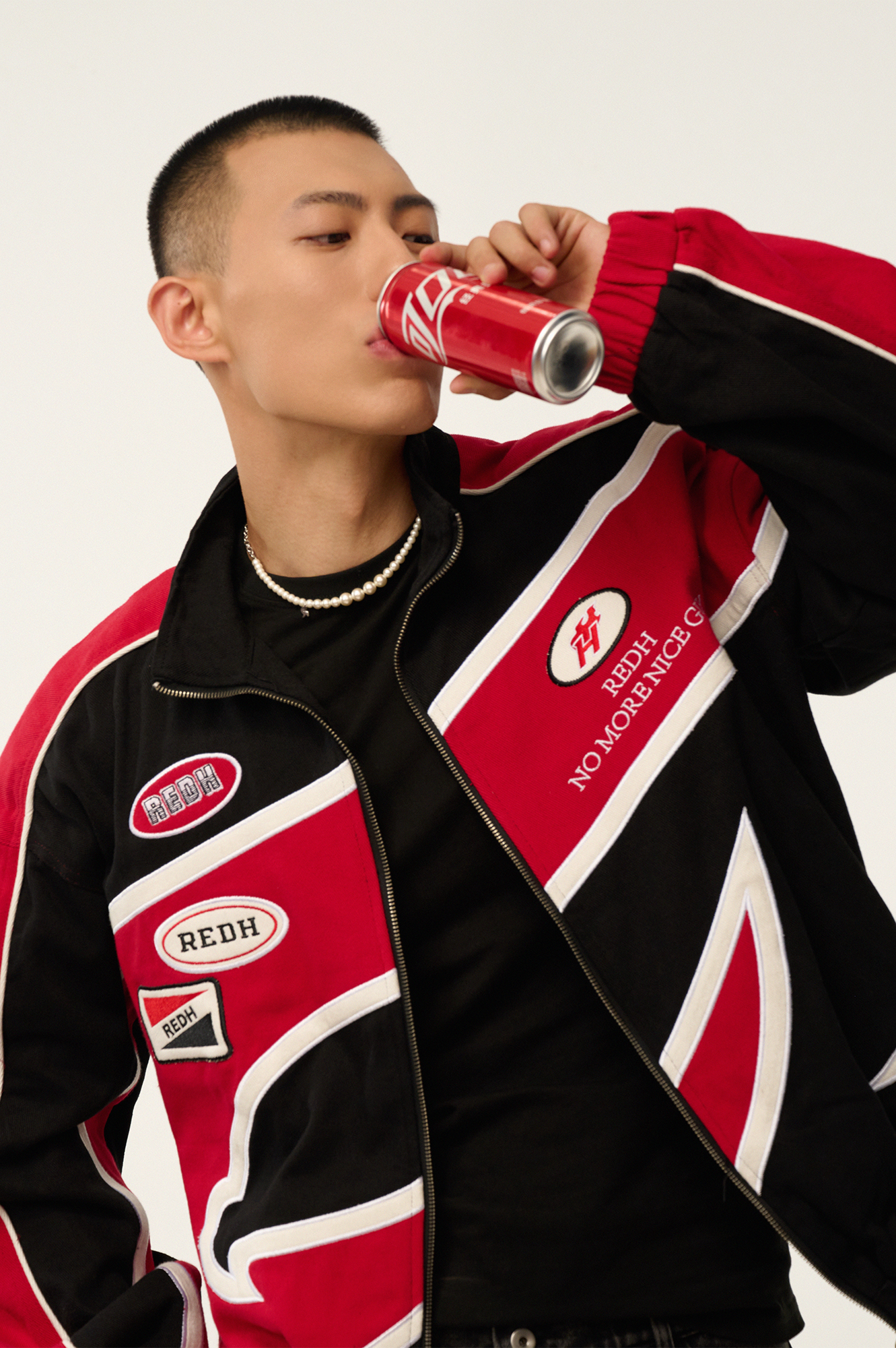 REDH Contrast Panel Embroidered Racing Jacket