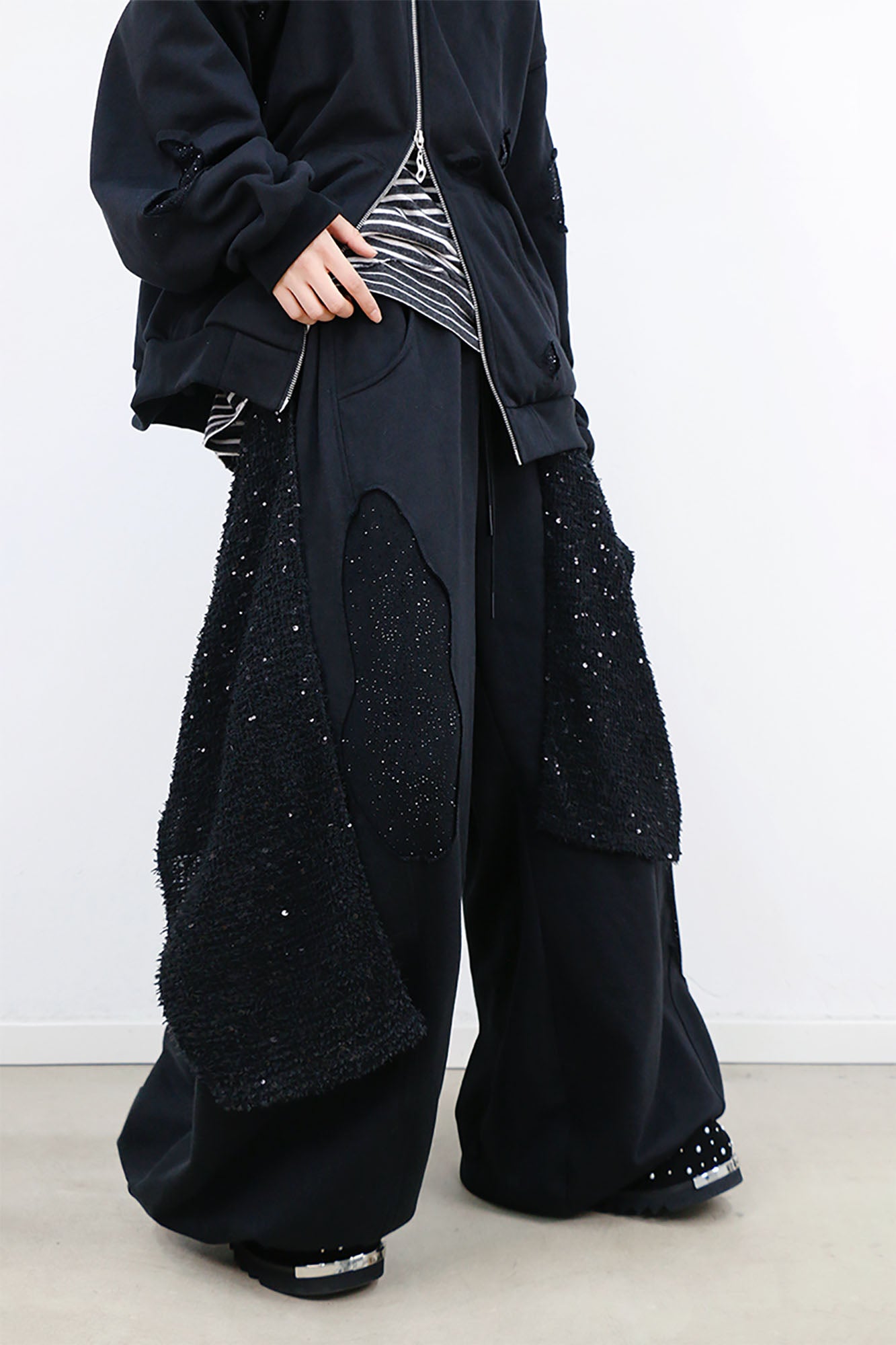 RELABEL Detachable Diamond Drape Oversized Sweatpants, premium urban and streetwear designers apparel on PROJECTISR.com, RELABEL