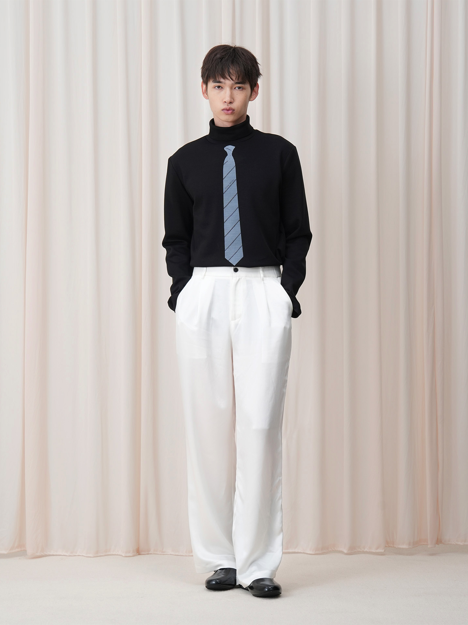 OUYANG WENJUN Minimal Satin Wide-Leg Pants, premium urban and streetwear designers apparel on PROJECTISR.com, OUYANG WENJUN