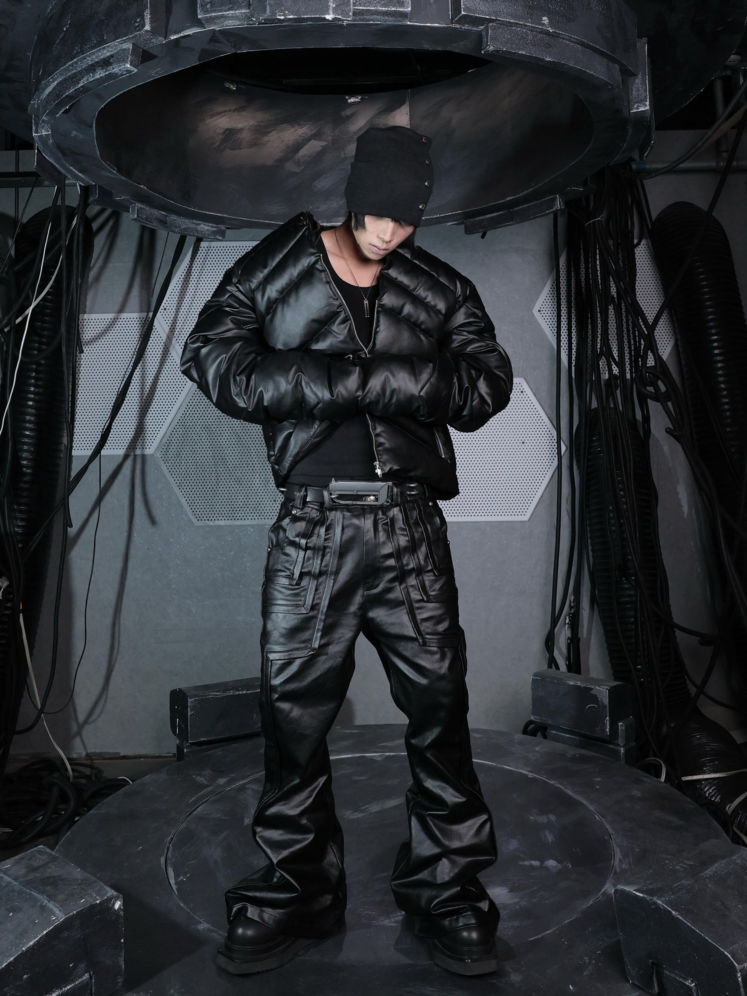 SSIN7 Waxed Paneled Flared Jeans