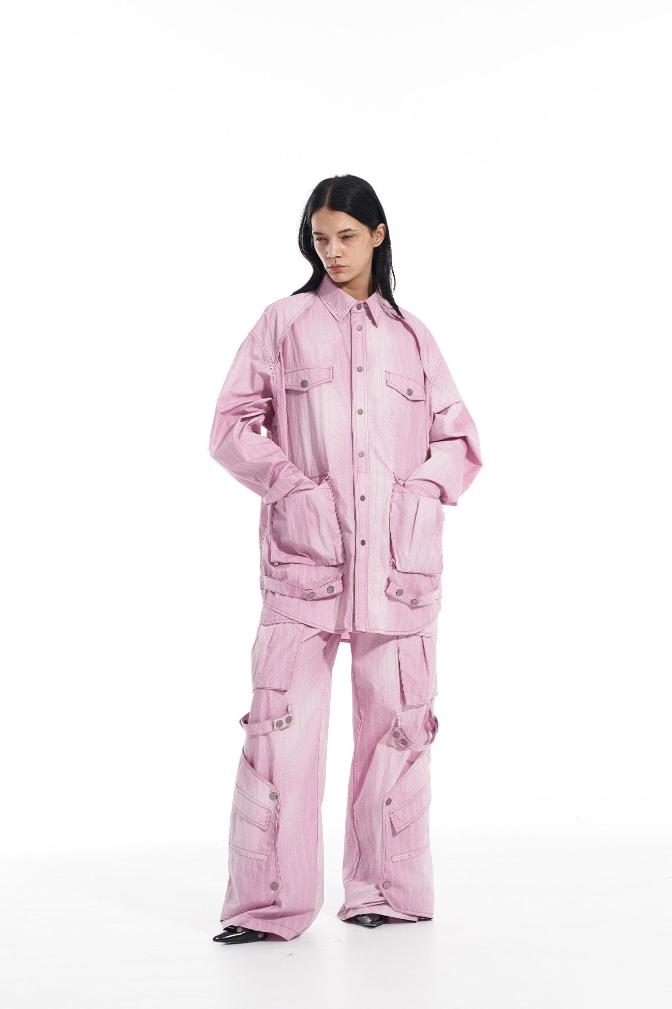 VANN VALRENCE Washed Multi-Pocket Striped Utility Shirt, premium urban and streetwear designers apparel on PROJECTISR.com, VANN VALRENCE