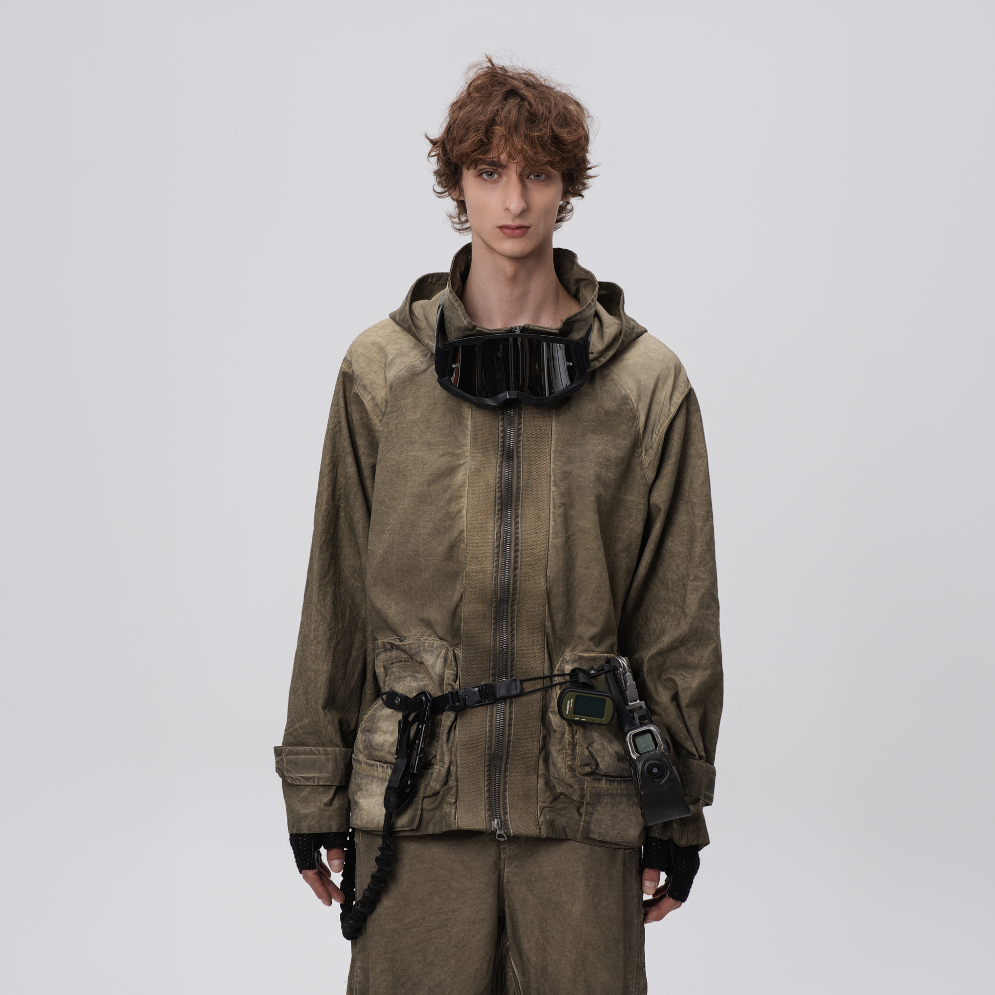 STEAM Distressed Paneled Hooded Jacket