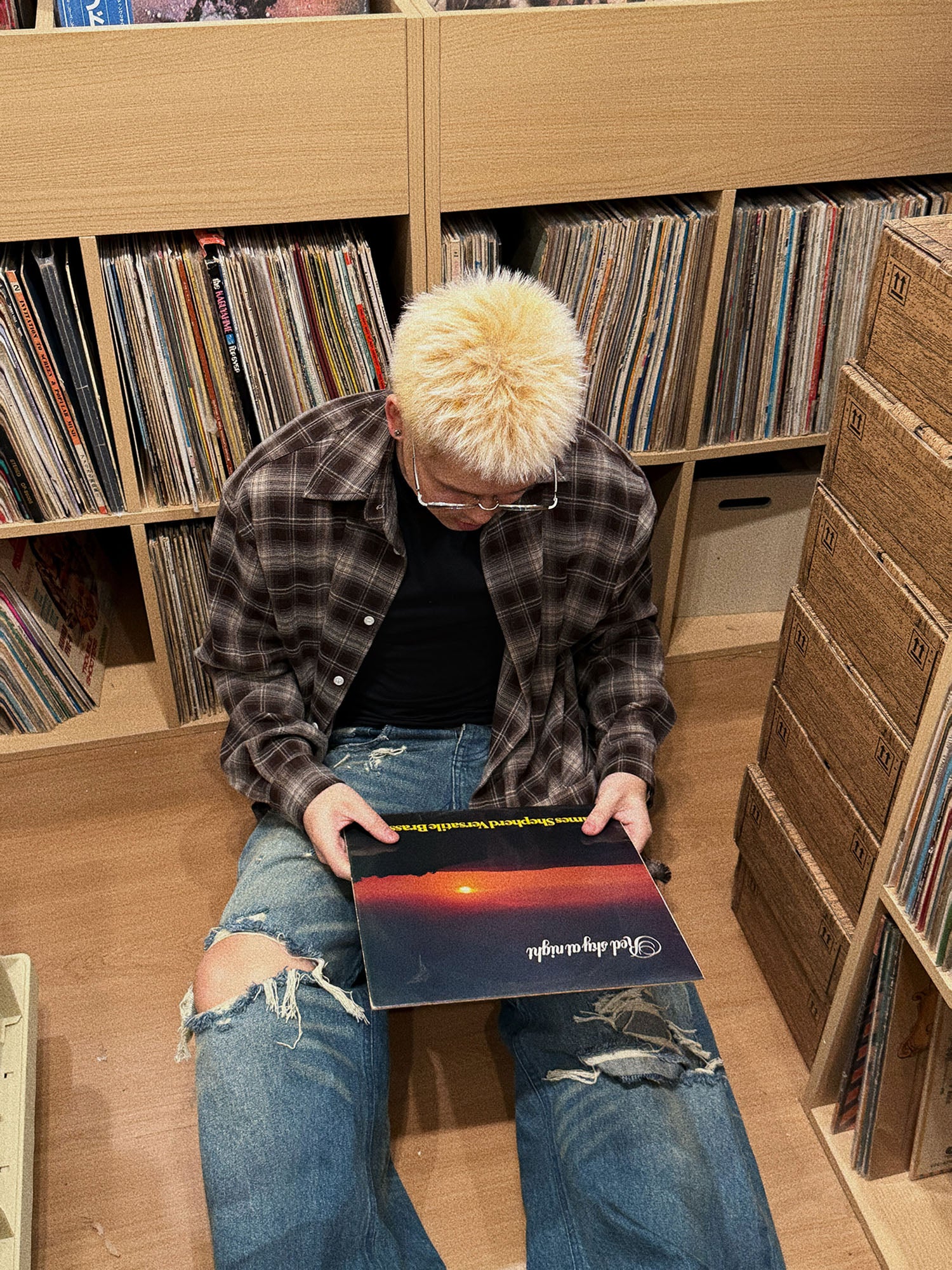 UNDERWATER Plaid Raw Edge Shirt Brown