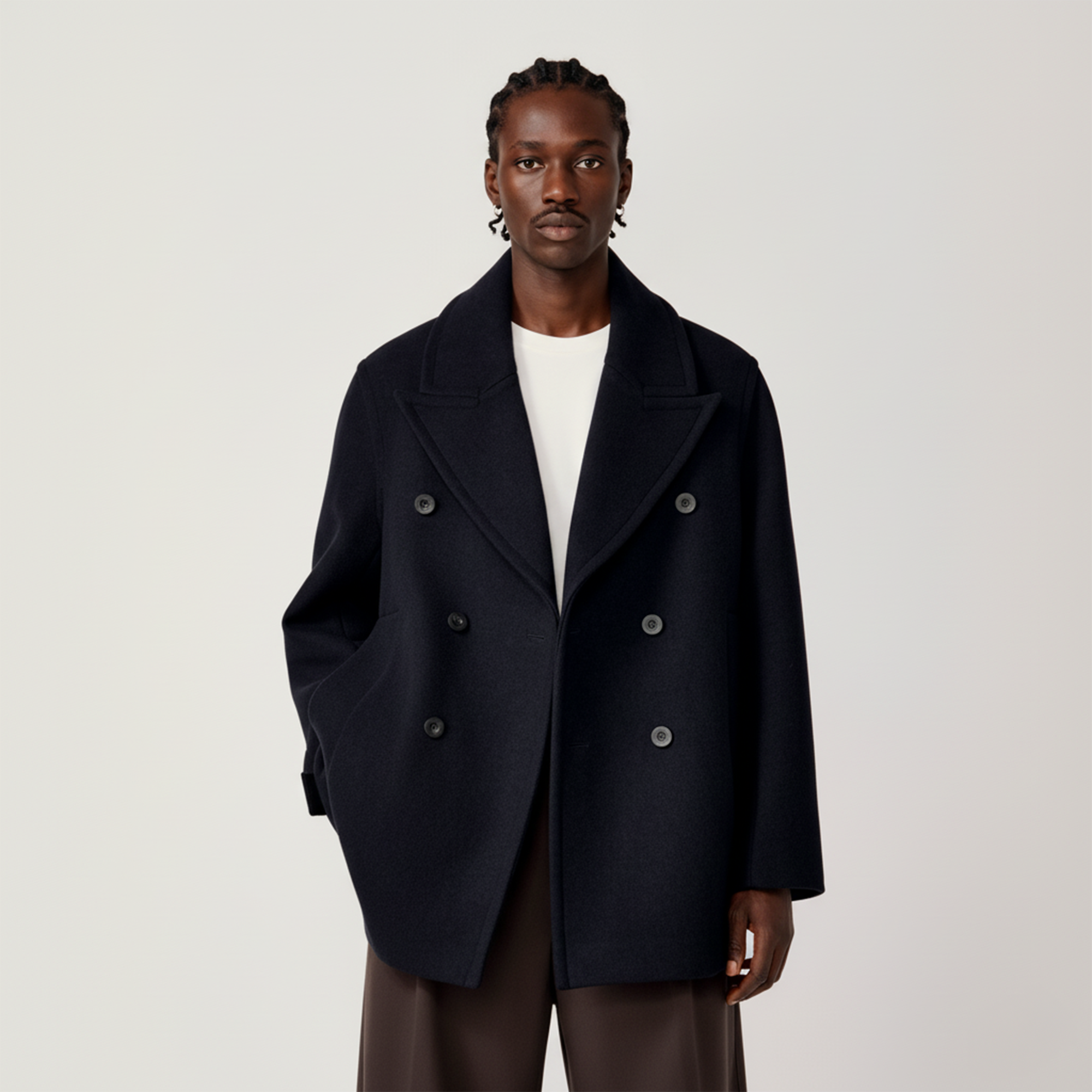 OPICLOTH Classic Wool-Blend Double-Breasted Coat, premium urban and streetwear designers apparel on PROJECTISR.com, OPICLOTH