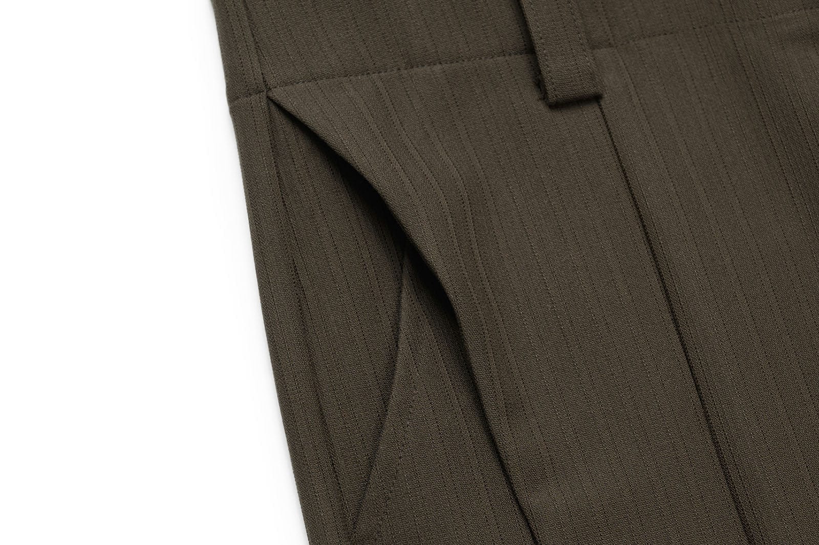 OKAYTHXBYE Pinstripe Twin Front Pleats Wide-Leg Pants, premium urban and streetwear designers apparel on PROJECTISR.com, OKAYTHXBYE