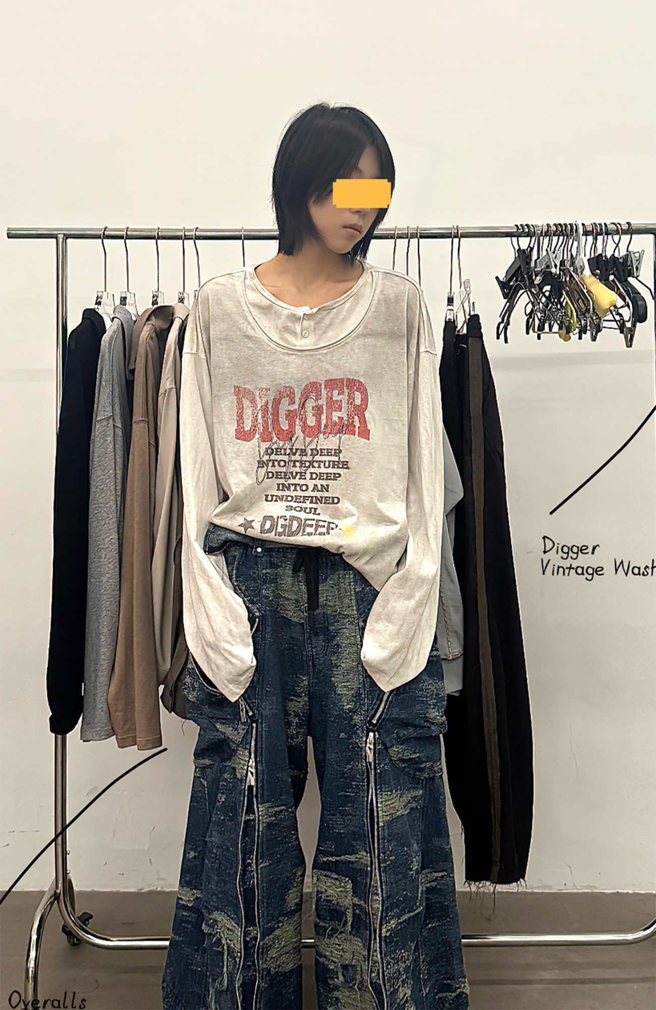 RELABEL Distressed Graphic Long-Sleeve Tee