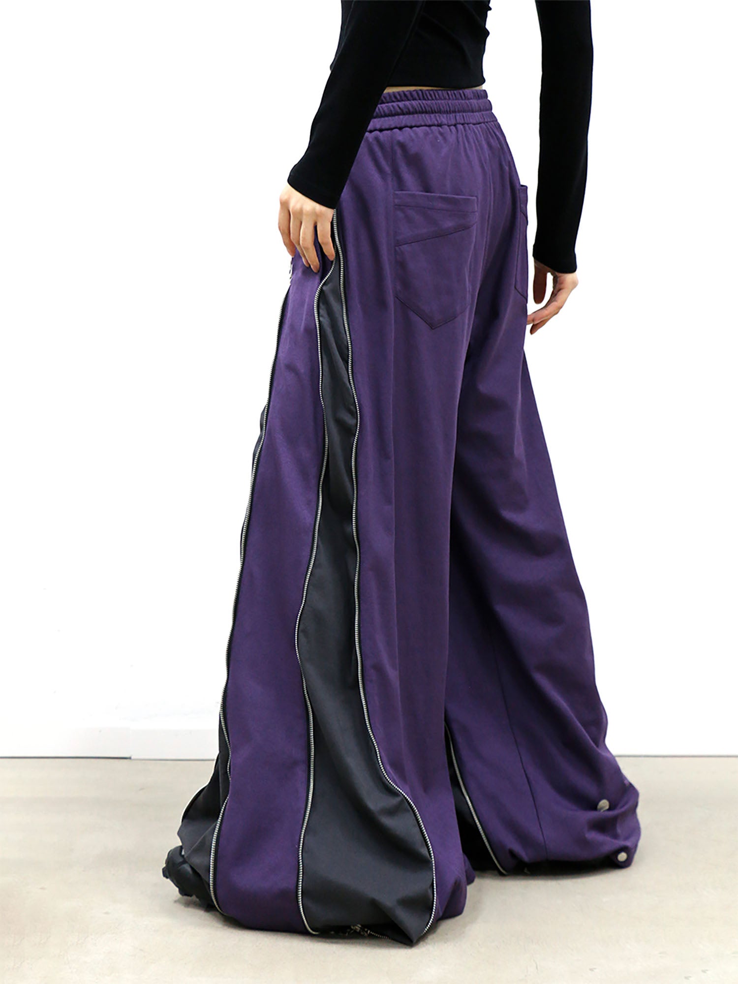 RELABEL Layered Multi-Zip Drawstring Sweatpants Purple