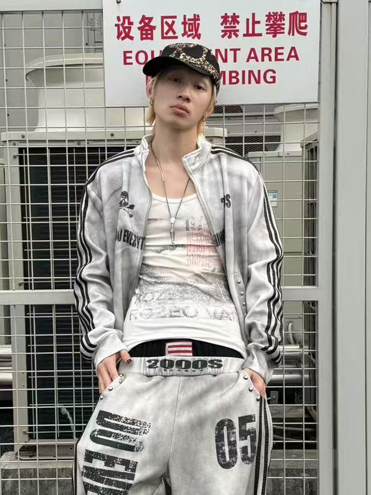 DETW Washed Skull Graphic Stand-Collar Jacket
