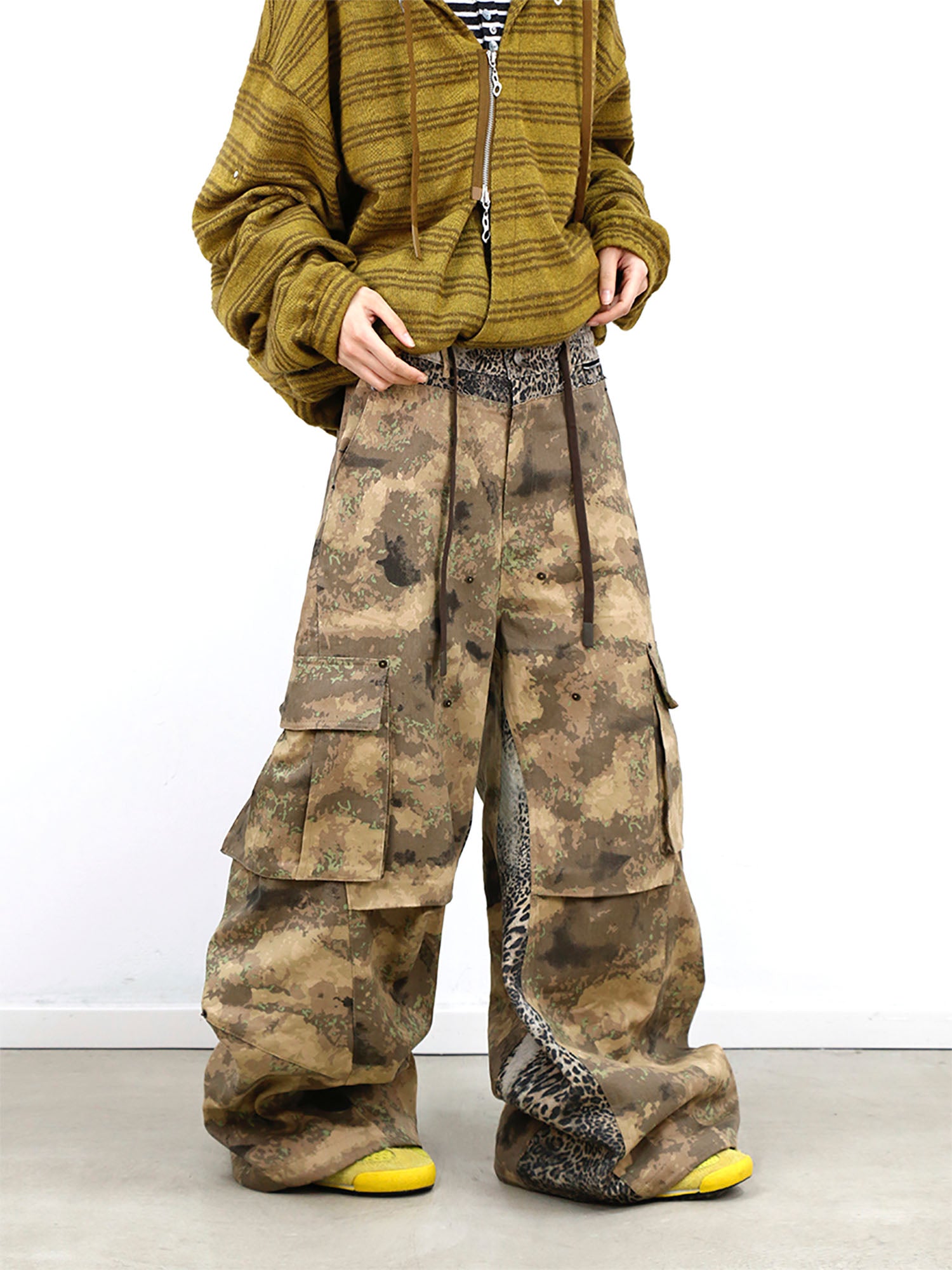 RELABEL Leopard Panel Camo Cargo, premium urban and streetwear designers apparel on PROJECTISR.com, RELABEL