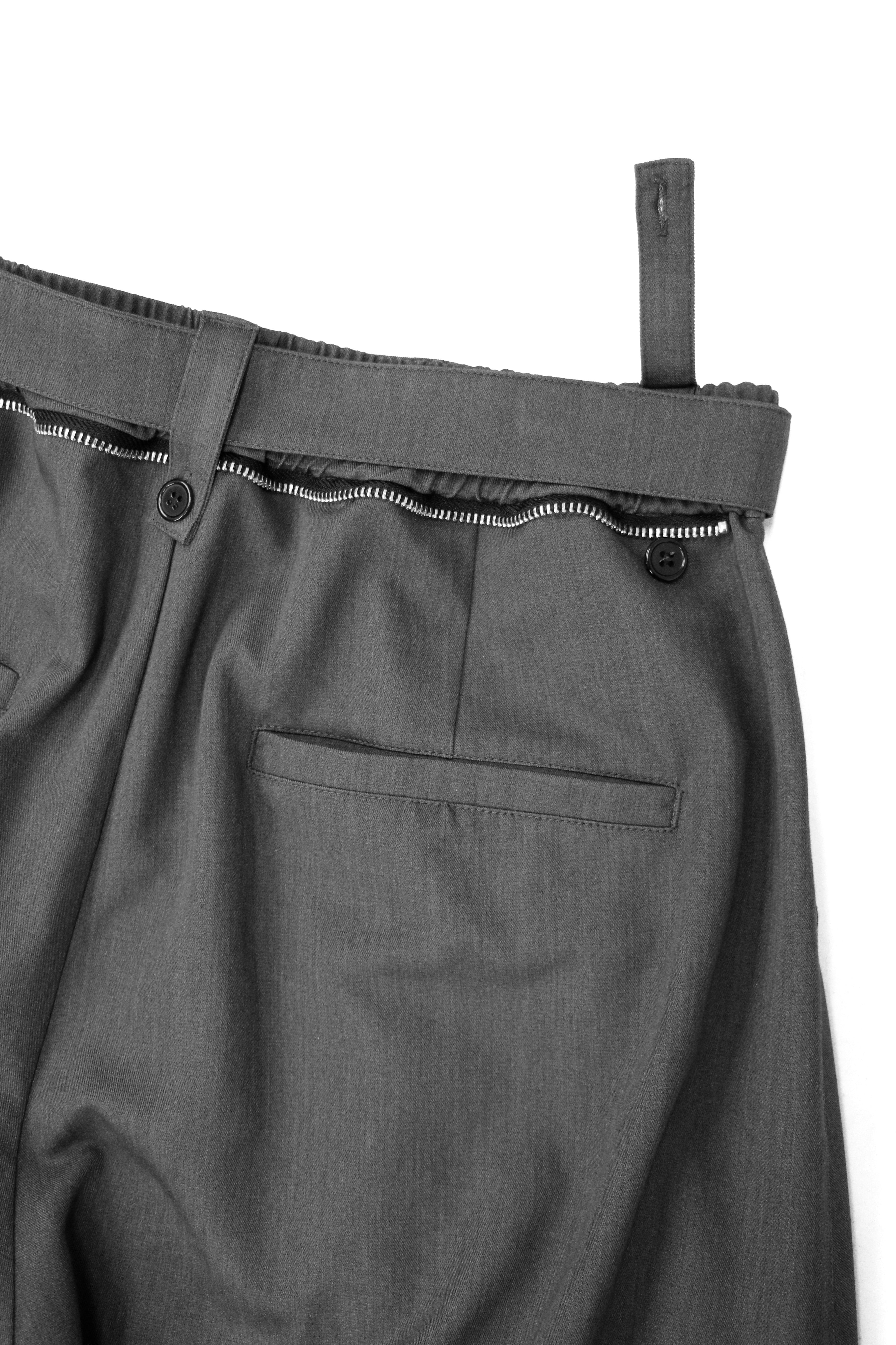 RELABEL Wool-Blend Pleated Draped Wide-Leg Pants Gray, premium urban and streetwear designers apparel on PROJECTISR.com, RELABEL