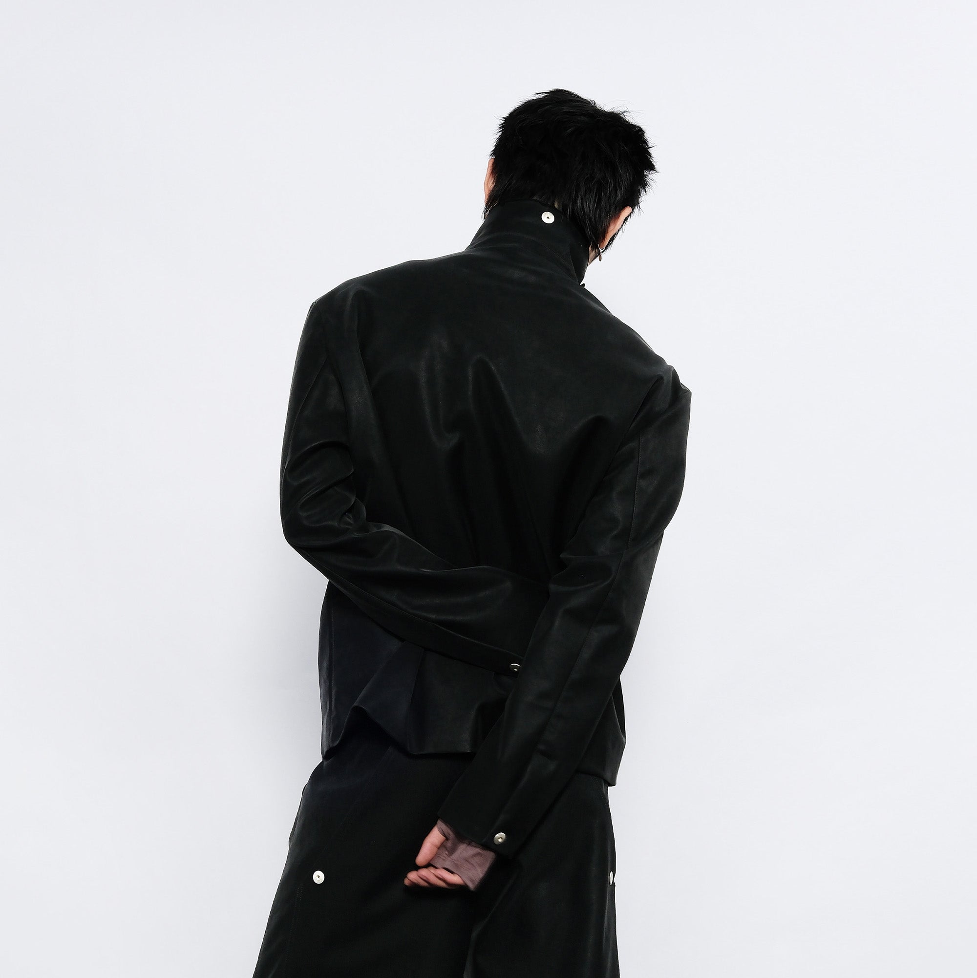 7440 37 1 Essential Cropped PU Biker Jacket, premium urban and streetwear designers apparel on PROJECTISR.com, 7440 37 1