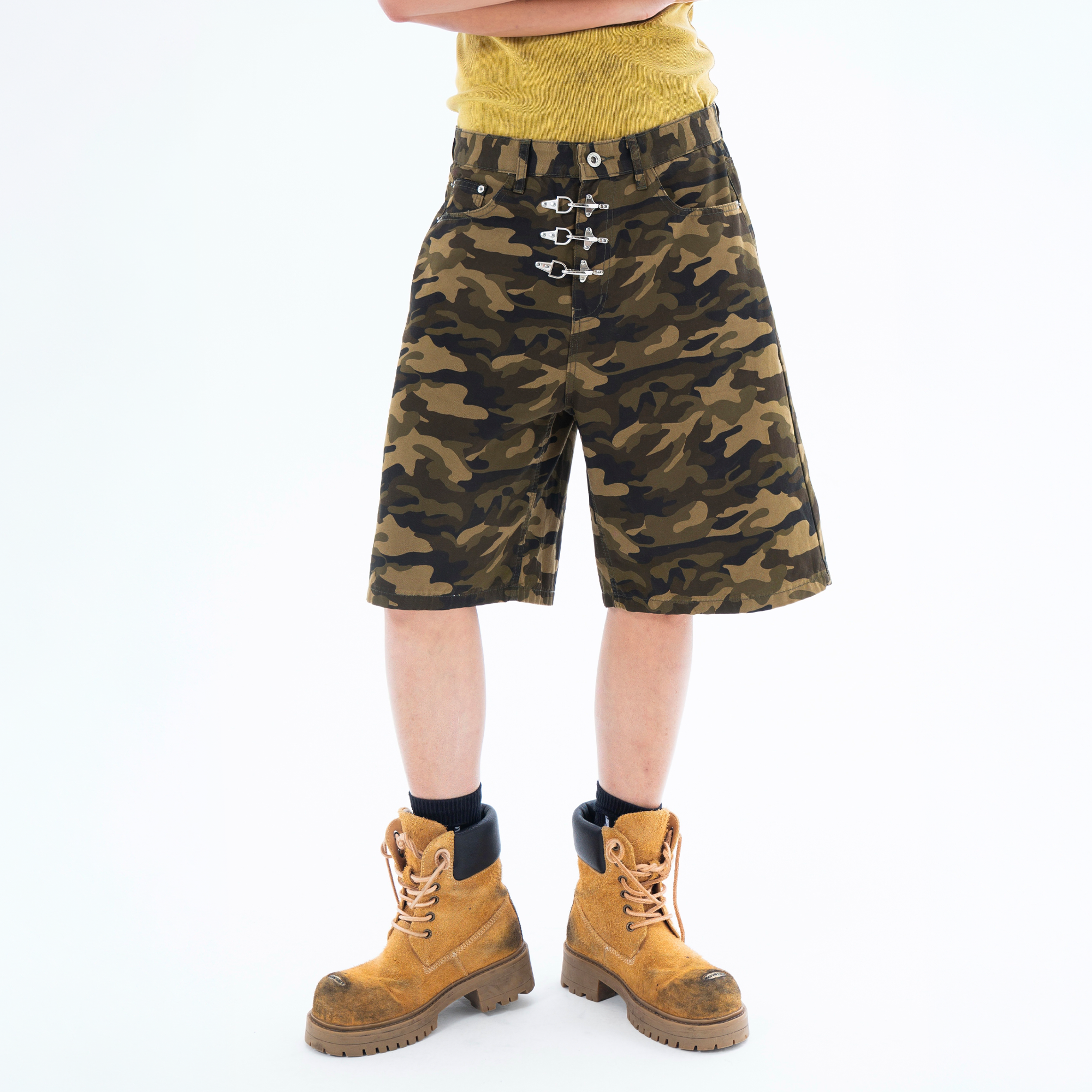 CLP Retro Camo Metal Clasp Denim Shorts