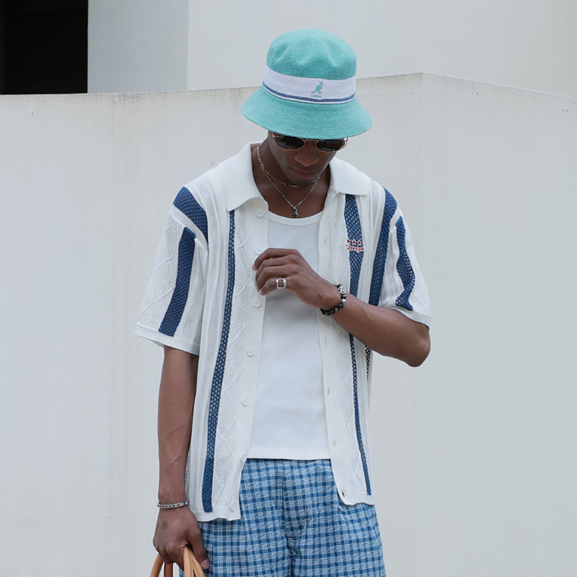 STEEPC No.96 Patchwork Striped Knit Half Shirt, premium urban and streetwear designers apparel on PROJECTISR.com, STEEPC