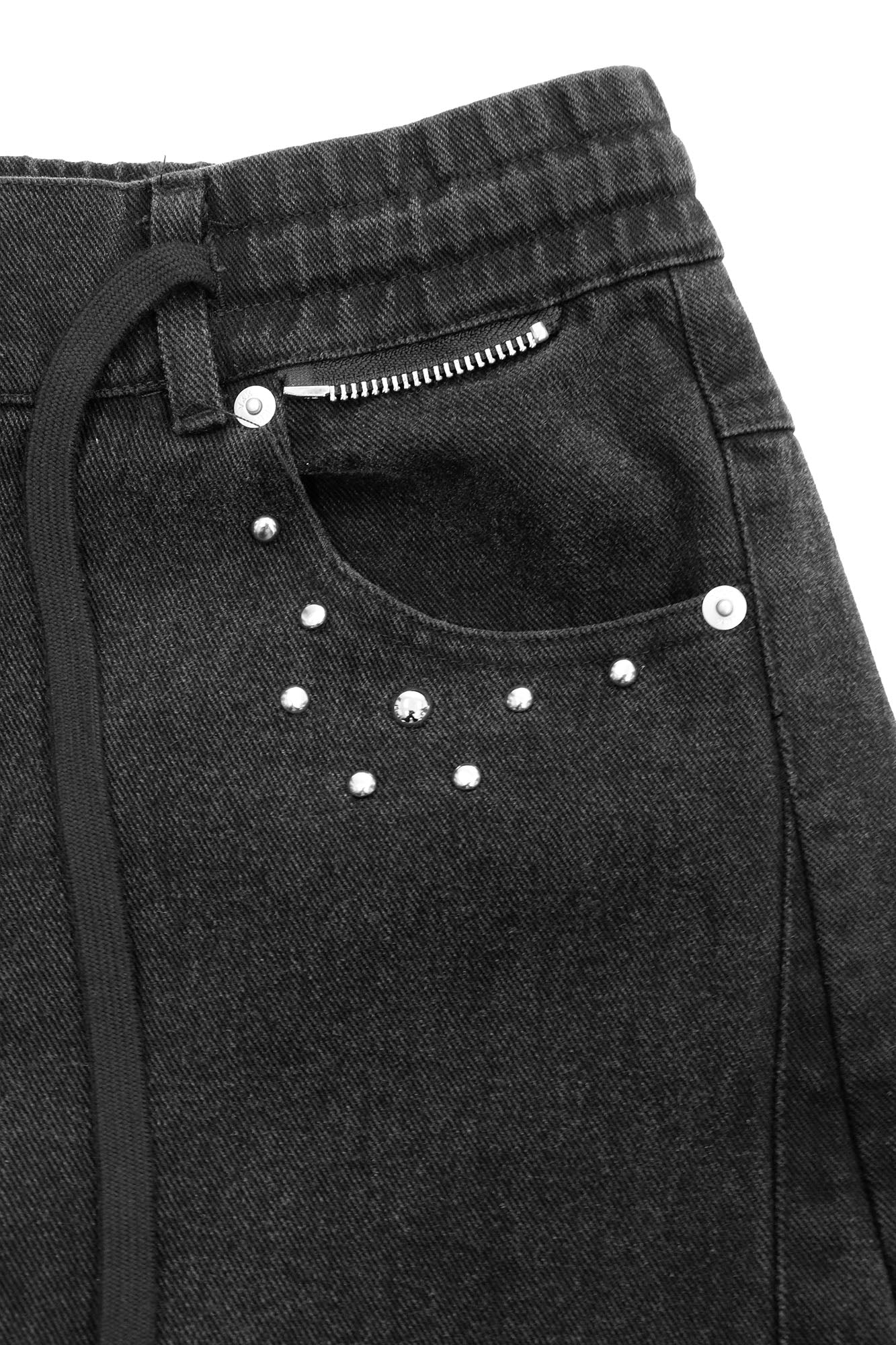 RELABEL Washed Studded Panel Oversized Jeans Black, premium urban and streetwear designers apparel on PROJECTISR.com, RELABEL