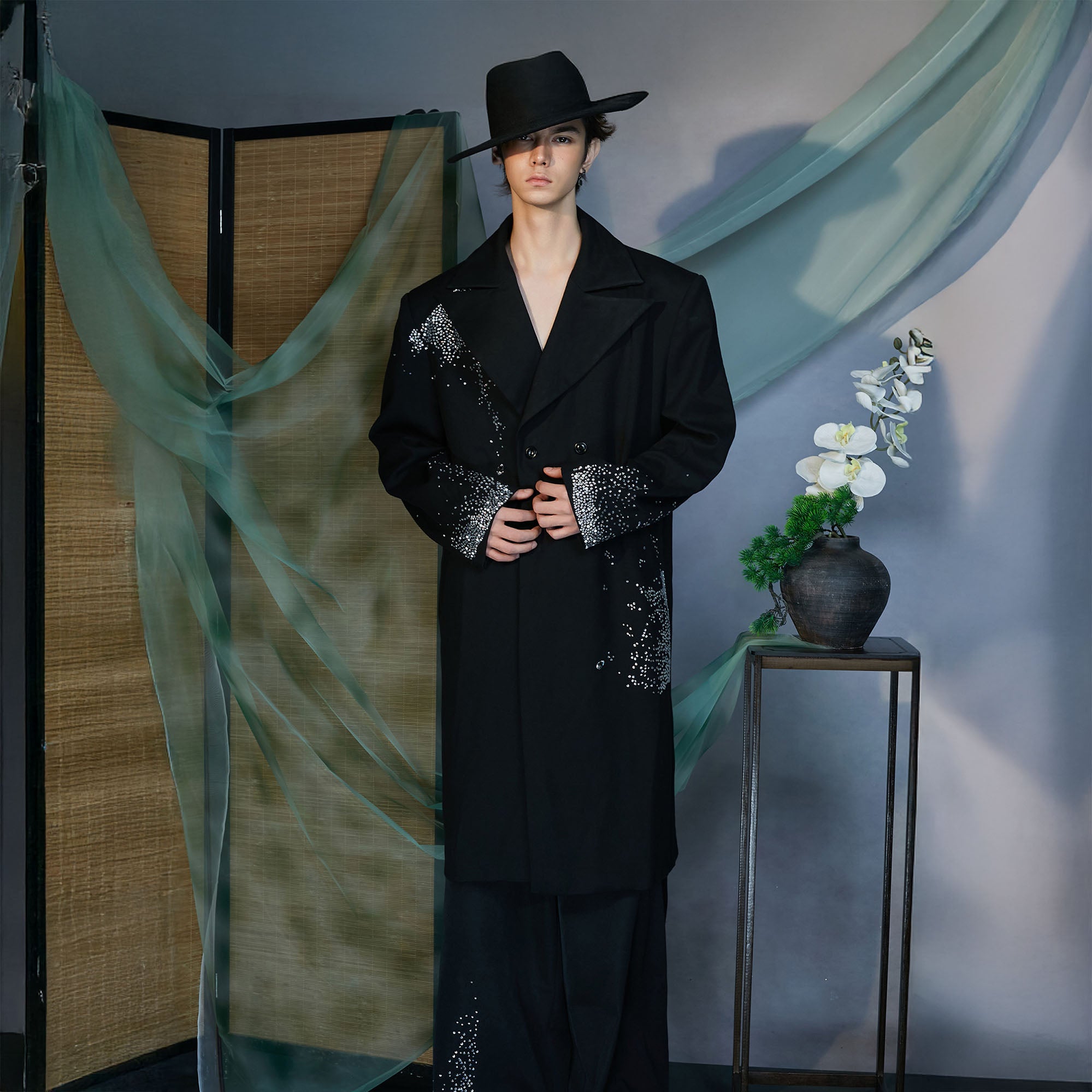 JIECHI Diamond Structured Overcoat, premium urban and streetwear designers apparel on PROJECTISR.com, JIECHI