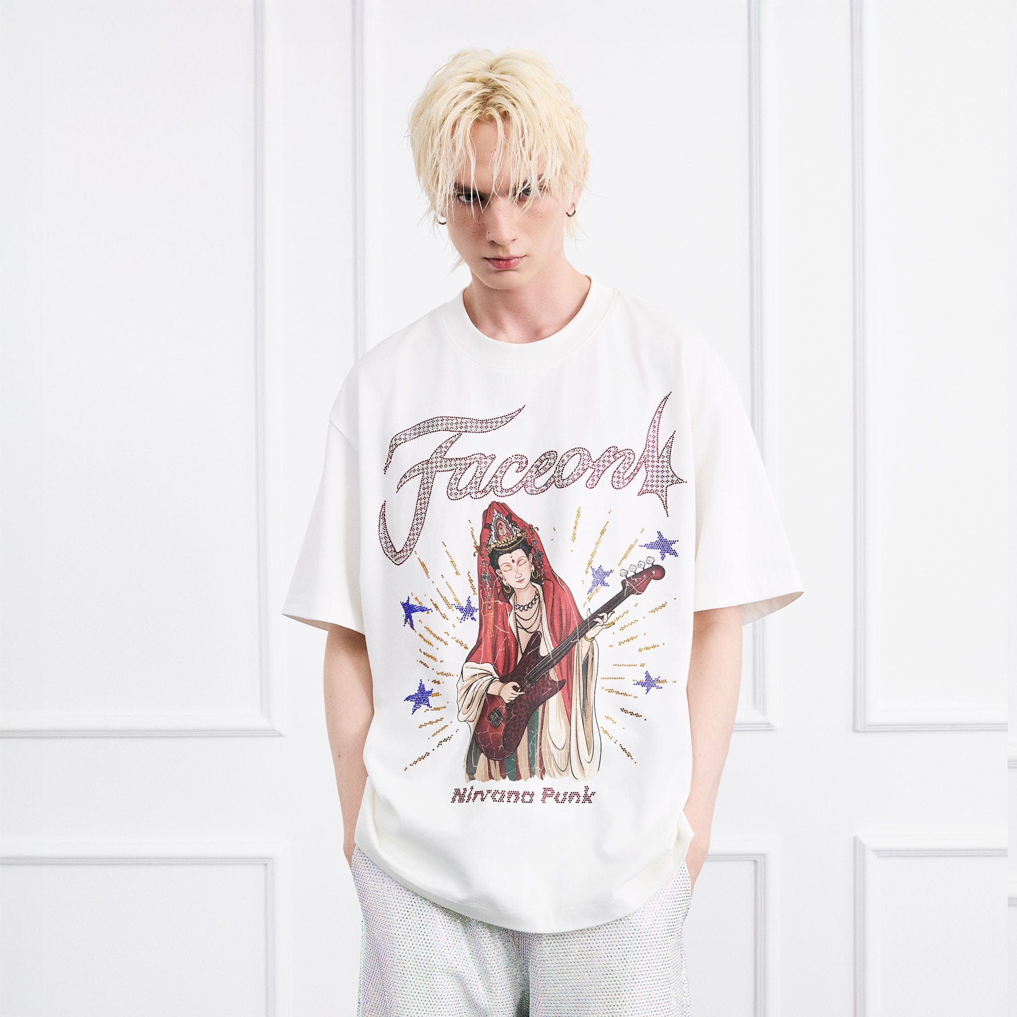 FACEONLAB Rock Bodhisattva Oversized T-Shirt, premium urban and streetwear designers apparel on PROJECTISR.com, FACEONLAB