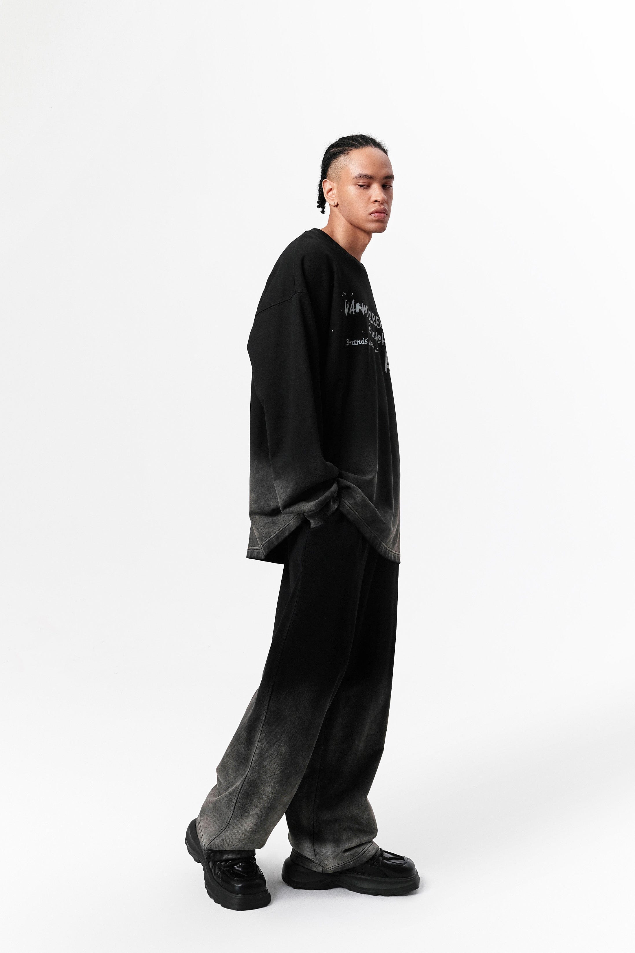 VANN VALRENCE Washed Gradient Straight-Leg Pants