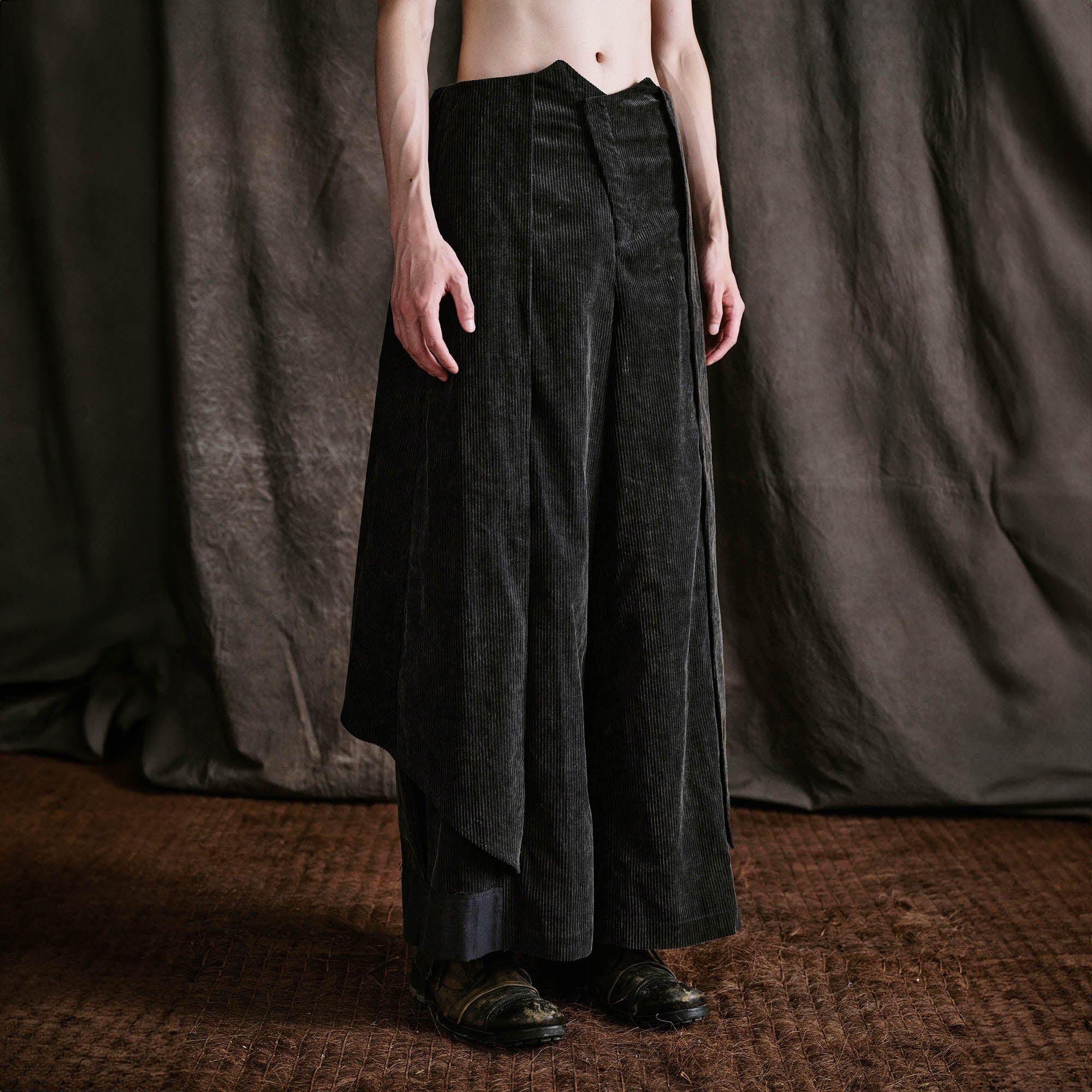 ILNya Nieternite Nifutur Layered Corduroy Wrap-Paneled Wide-Leg Trousers, premium urban and streetwear designers apparel on PROJECTISR.com, ILNya Nieternite Nifutur