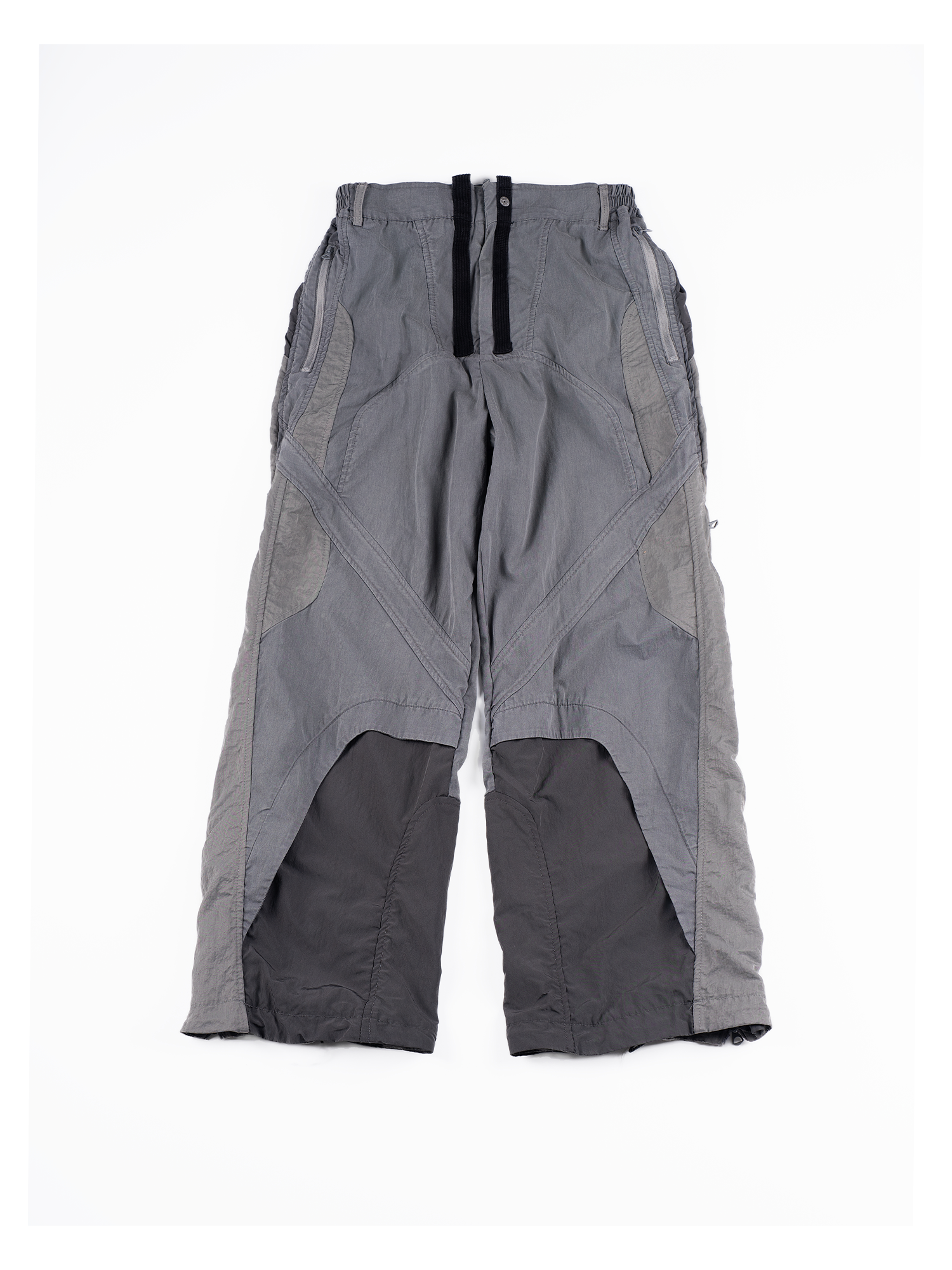 STEAM Deconstructed Zippered Spliced Wide-Leg Cargo Pants