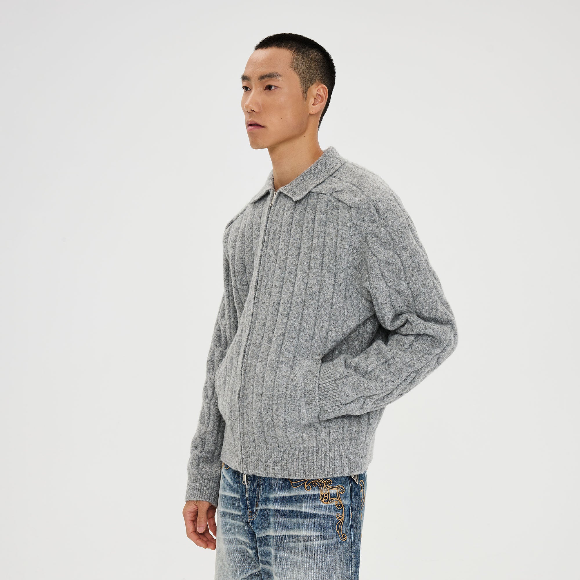 CATSSTAC Essential Wool-Blend Cable Knit Jacket
