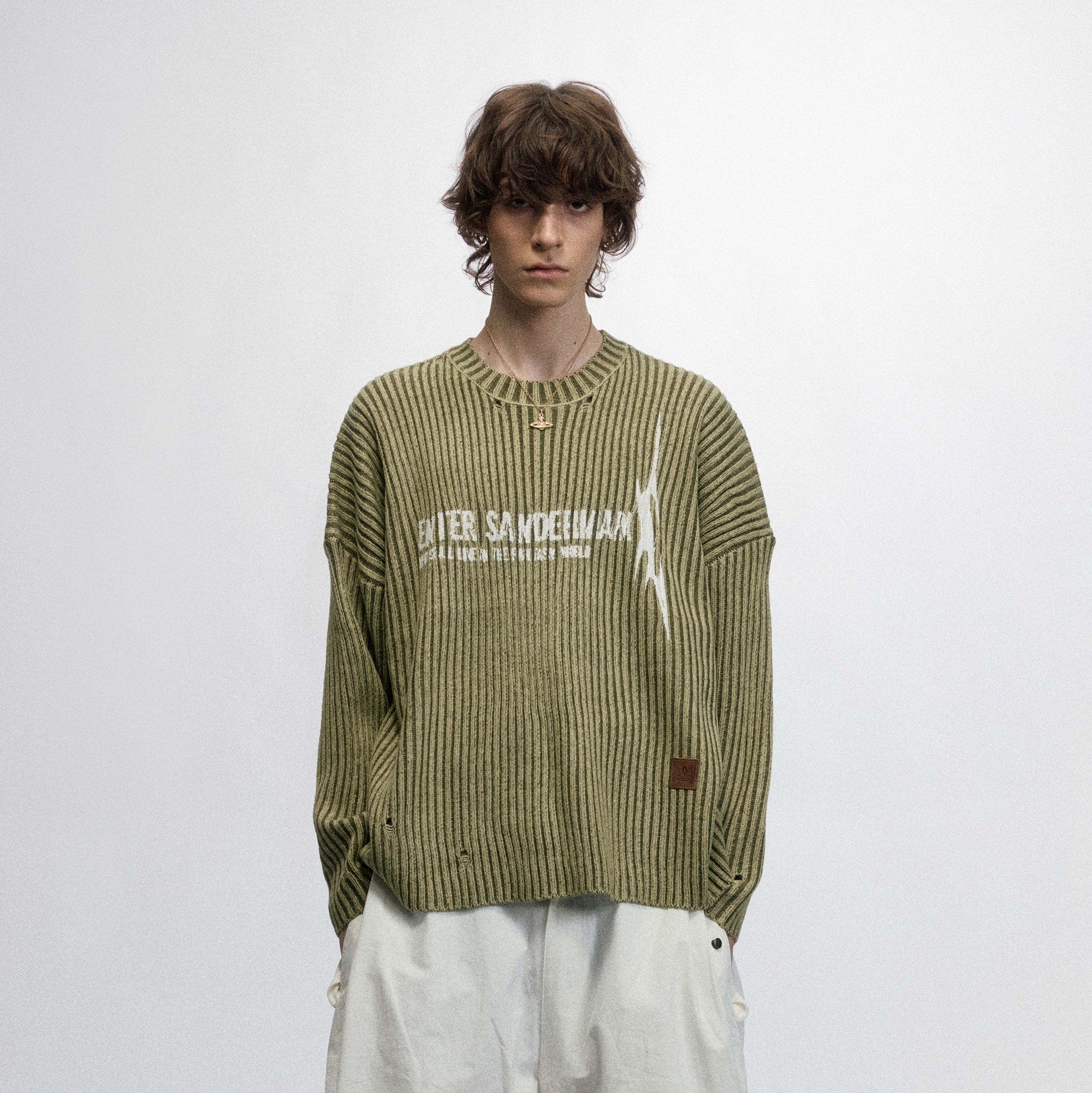 OVDY Faded Ripped Slogan Raw Edge Sweater, premium urban and streetwear designers apparel on PROJECTISR.com, OVDY
