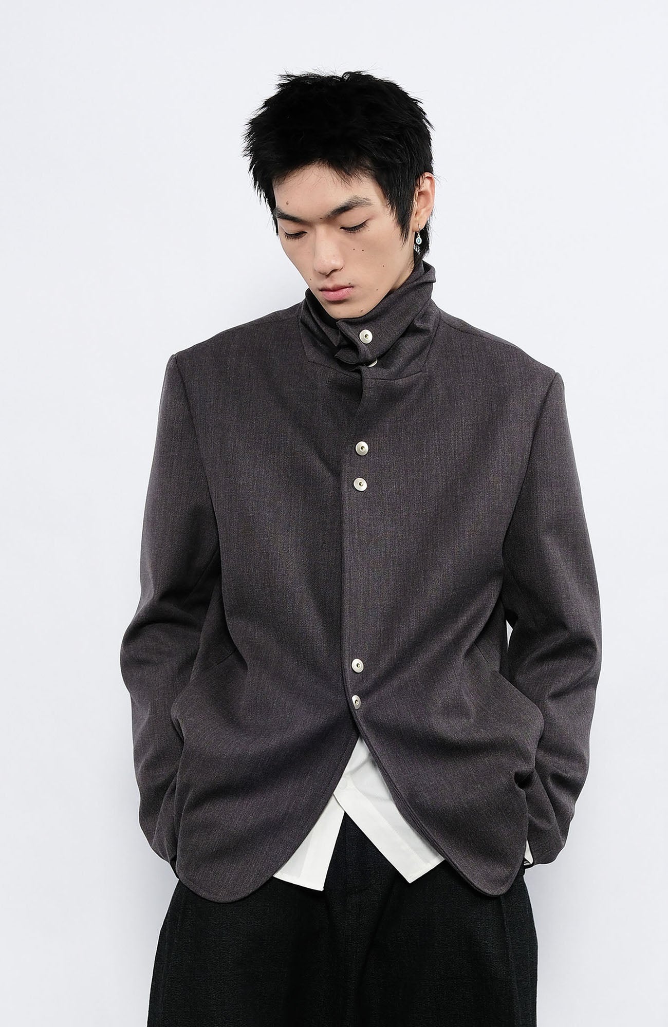 7440 37 1 Essential Stacked Collar Blazer, premium urban and streetwear designers apparel on PROJECTISR.com, 7440 37 1