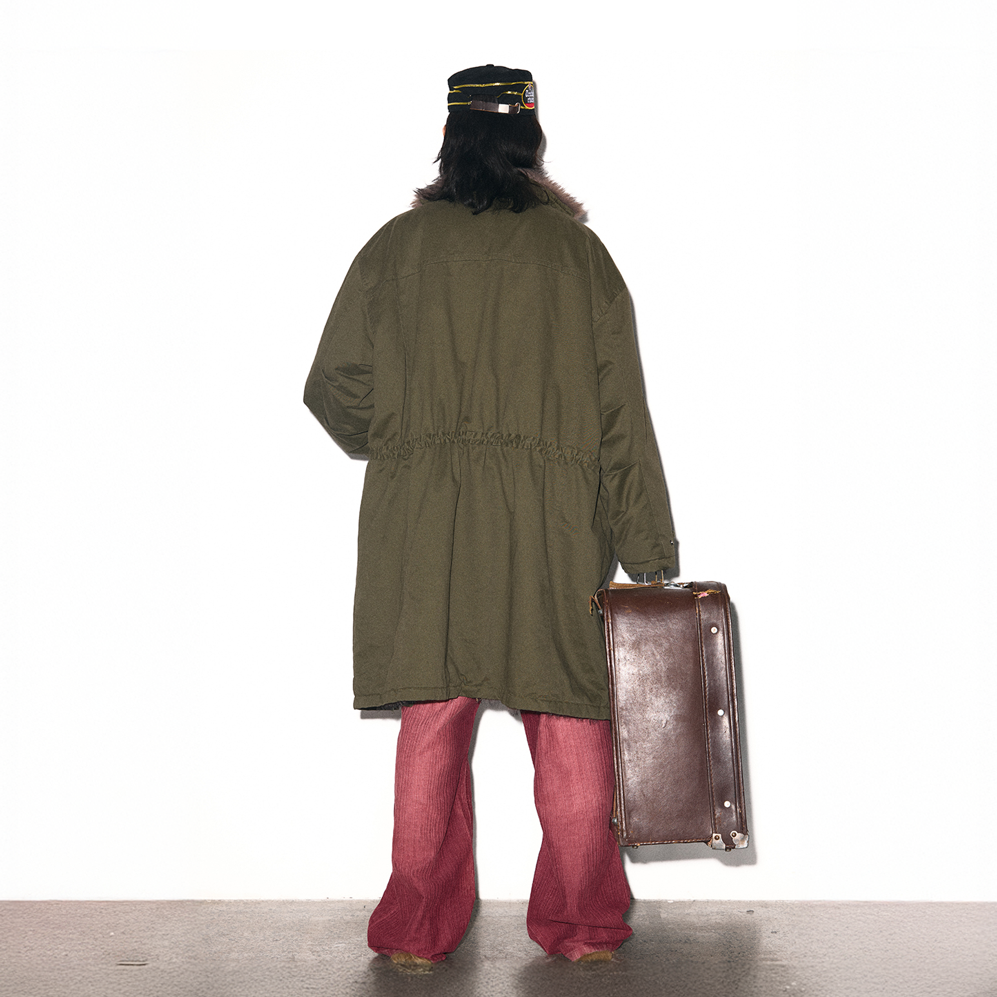 TRECLUB Retro Faux Fur Lining Oversized Parka