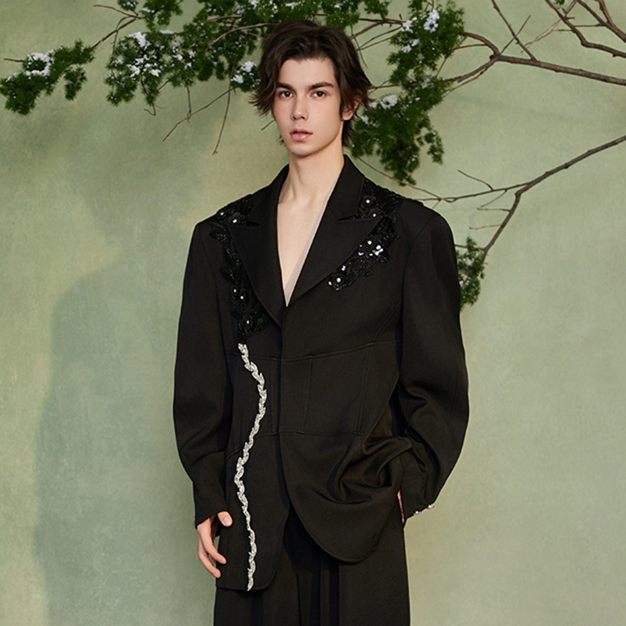 JIECHI The Midnight Floral Blazer, premium urban and streetwear designers apparel on PROJECTISR.com, JIECHI