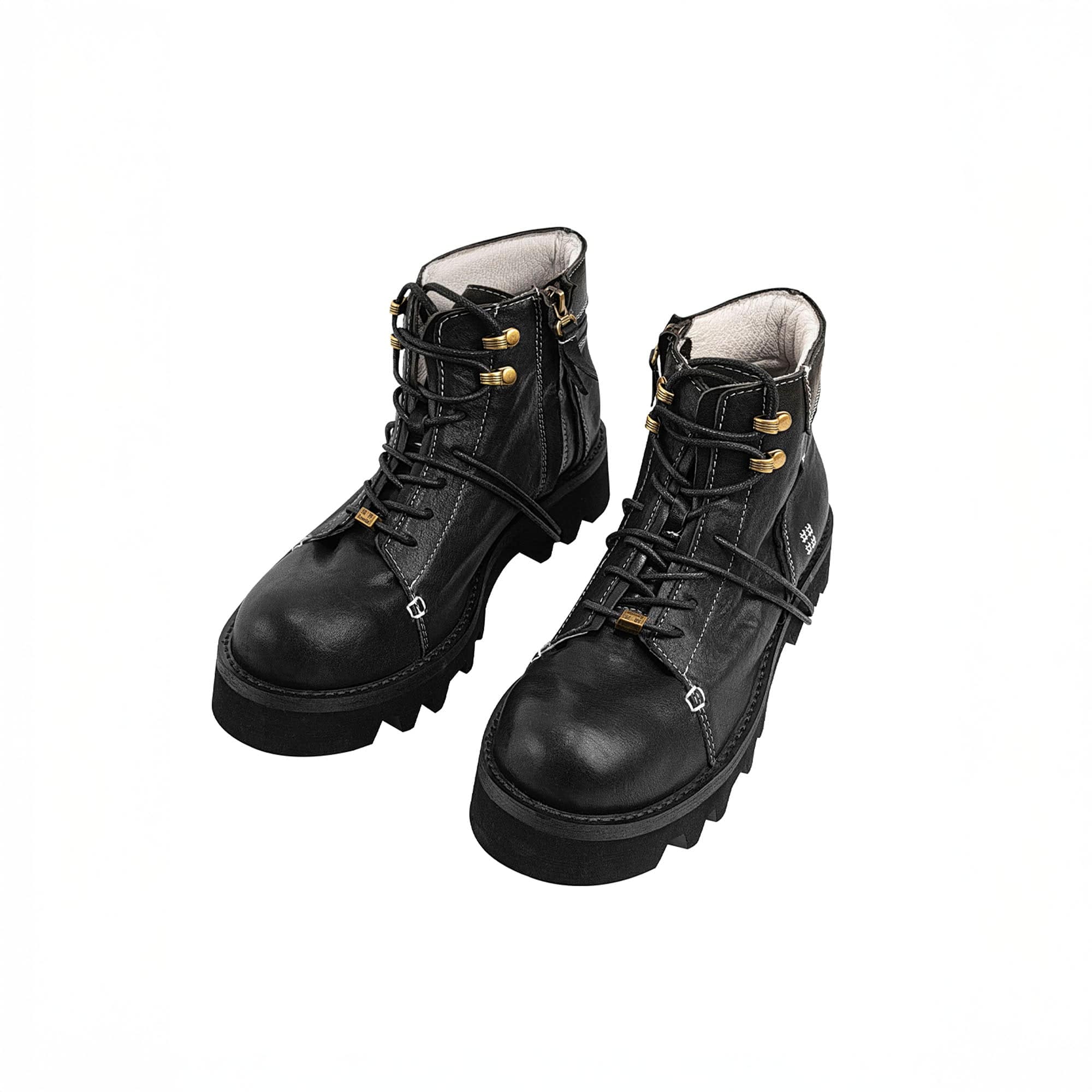 REWRITE Stitched Leather Lug Sole Martin Boots, premium urban and streetwear designers apparel on PROJECTISR.com, REWRITE
