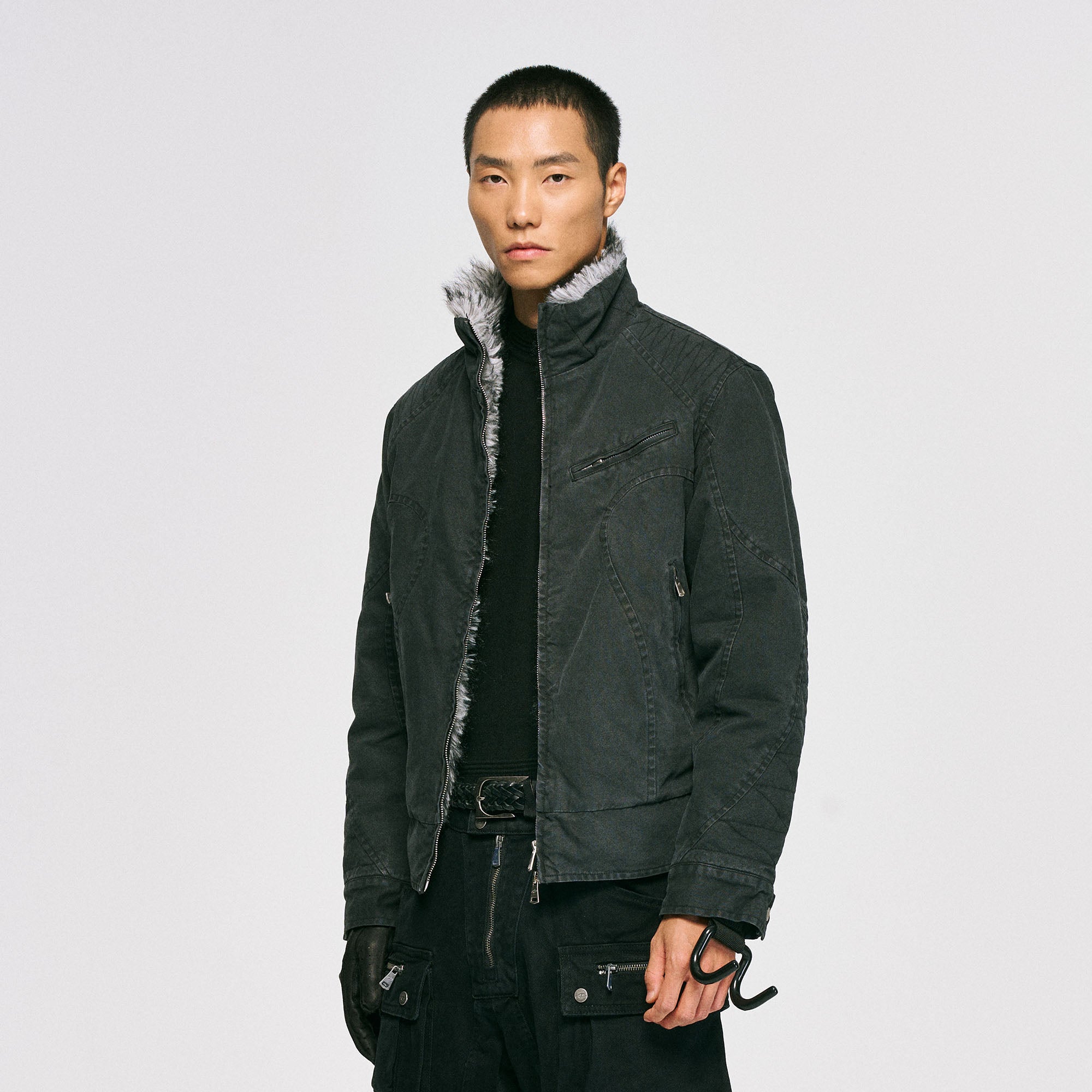 CATSSTAC Faux Fur Lining Washed Jacket