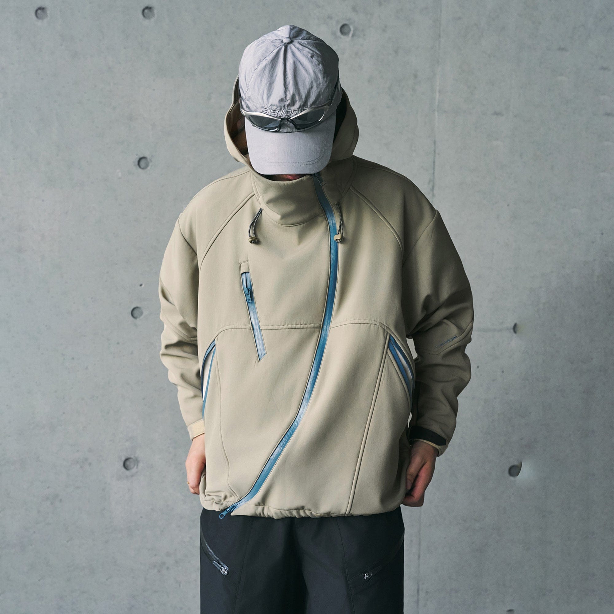 ENSHADOWER Deconstructed Asymmetrical Windbreaker, premium urban and streetwear designers apparel on PROJECTISR.com, ENSHADOWER