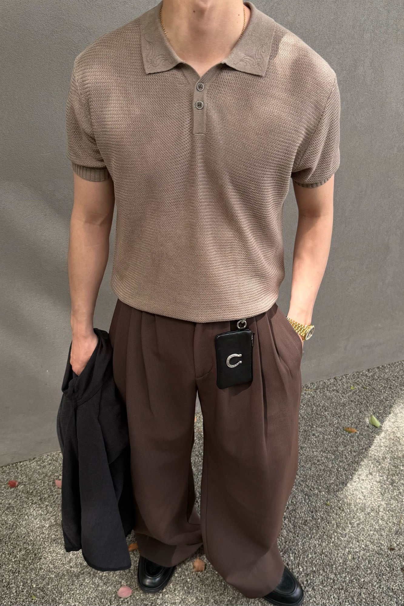 CATSSTAC Linen-Blend Knitted Polo Tee, premium urban and streetwear designers apparel on PROJECTISR.com, CATSSTAC