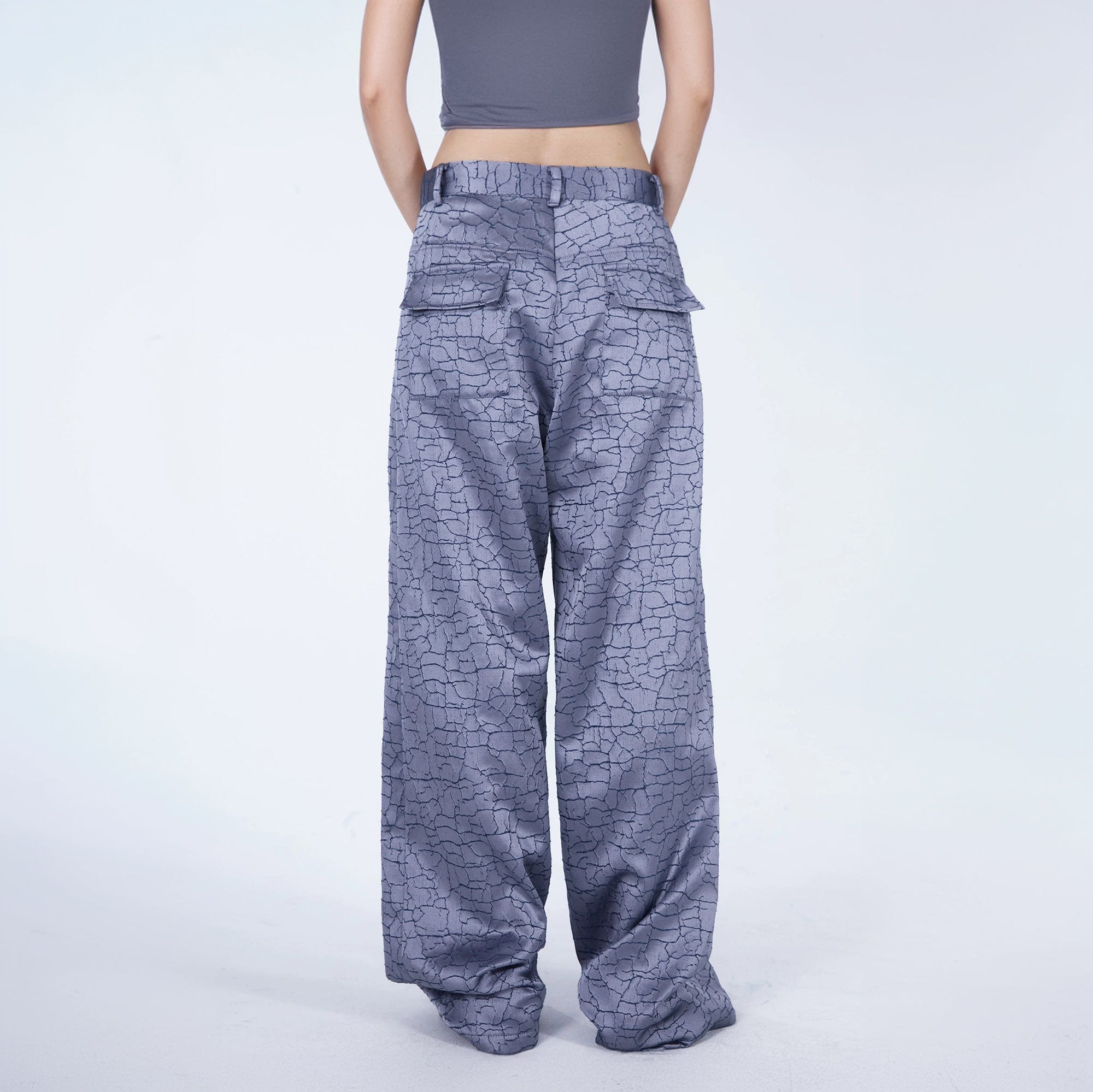 EMBRYO Deconstructed Front-Zipper Cracked Flared Pants, premium urban and streetwear designers apparel on PROJECTISR.com, EMBRYO