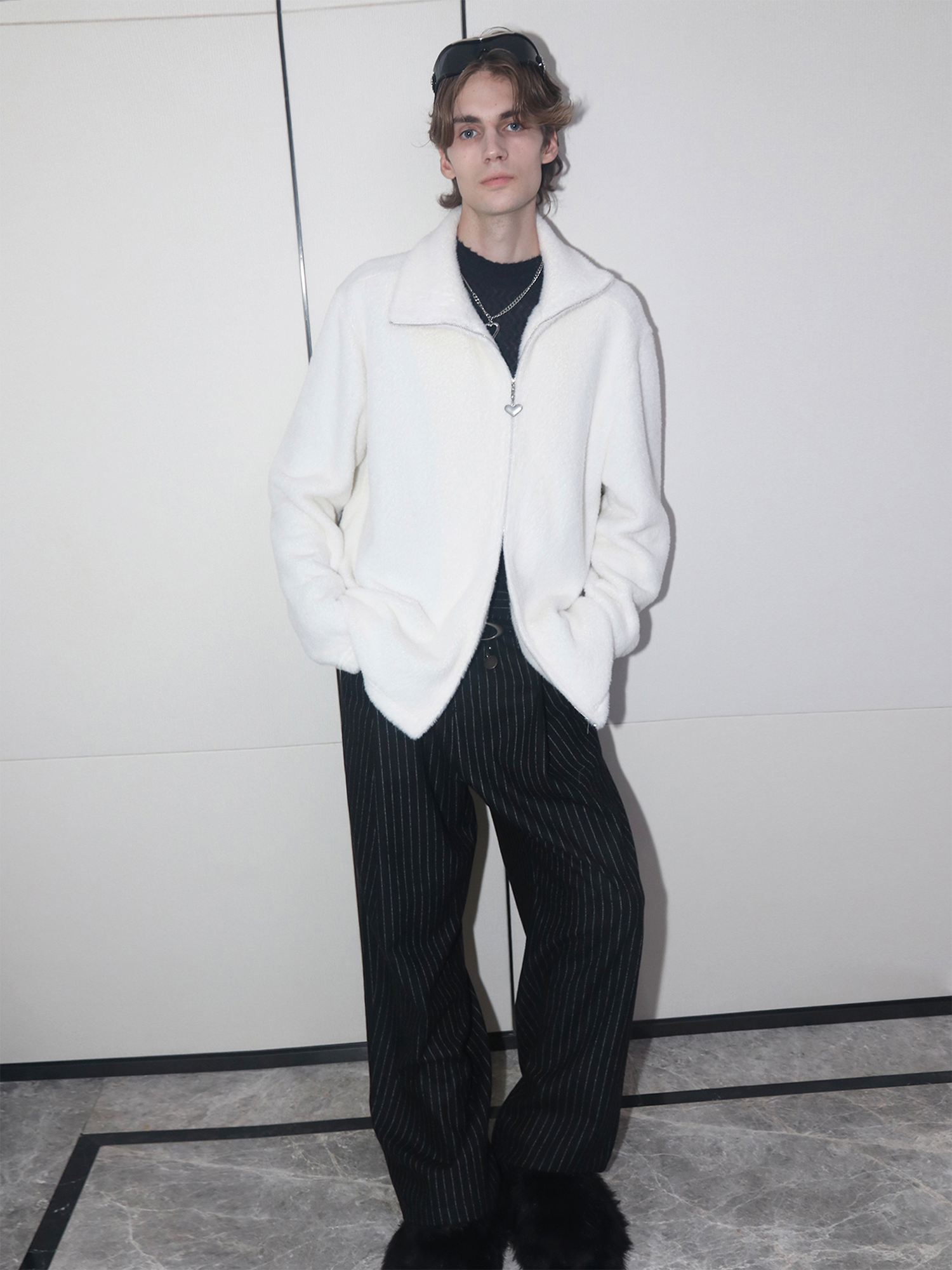 ASSEEN Asym-Zip Mohair Cardigan