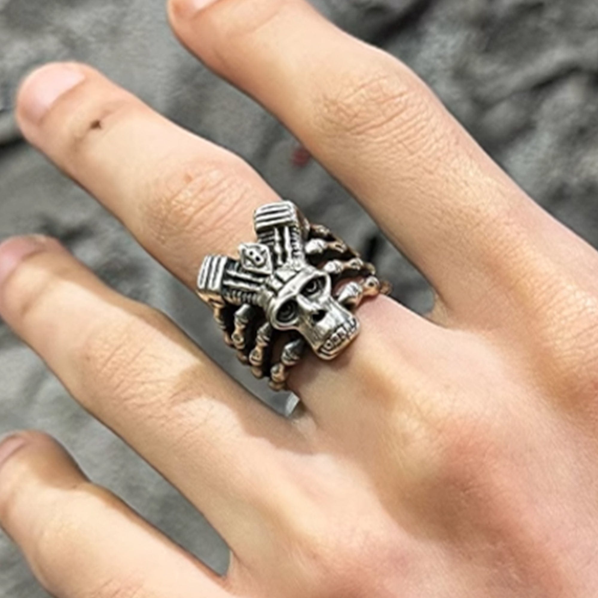ILLUSORY Demon Skull Finger Skeleton Ring, premium urban and streetwear designers apparel on PROJECTISR.com, ILLUSORY