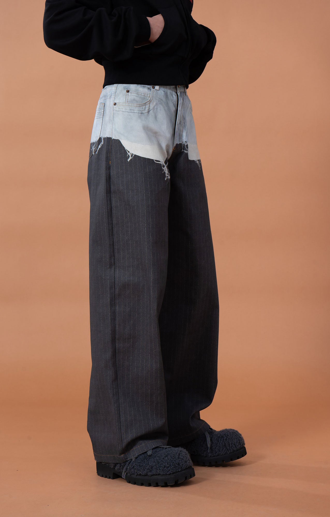 CLP Denim-Waist Pinstripe Straight-Leg Pants, premium urban and streetwear designers apparel on PROJECTISR.com, CLP
