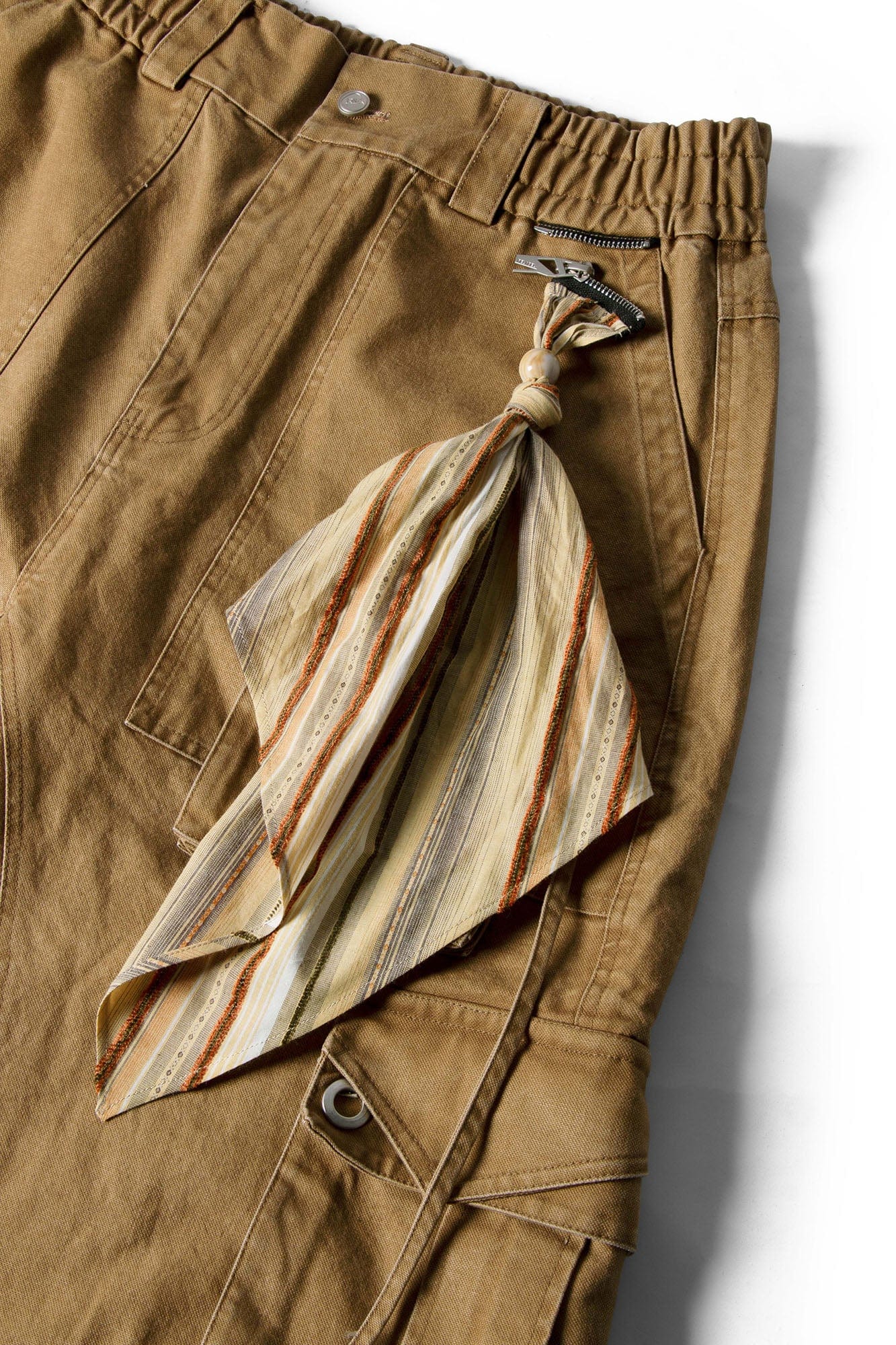 RELABEL Multi-Pocket Detachable Scarf Distressed Cargo Brown, premium urban and streetwear designers apparel on PROJECTISR.com, RELABEL