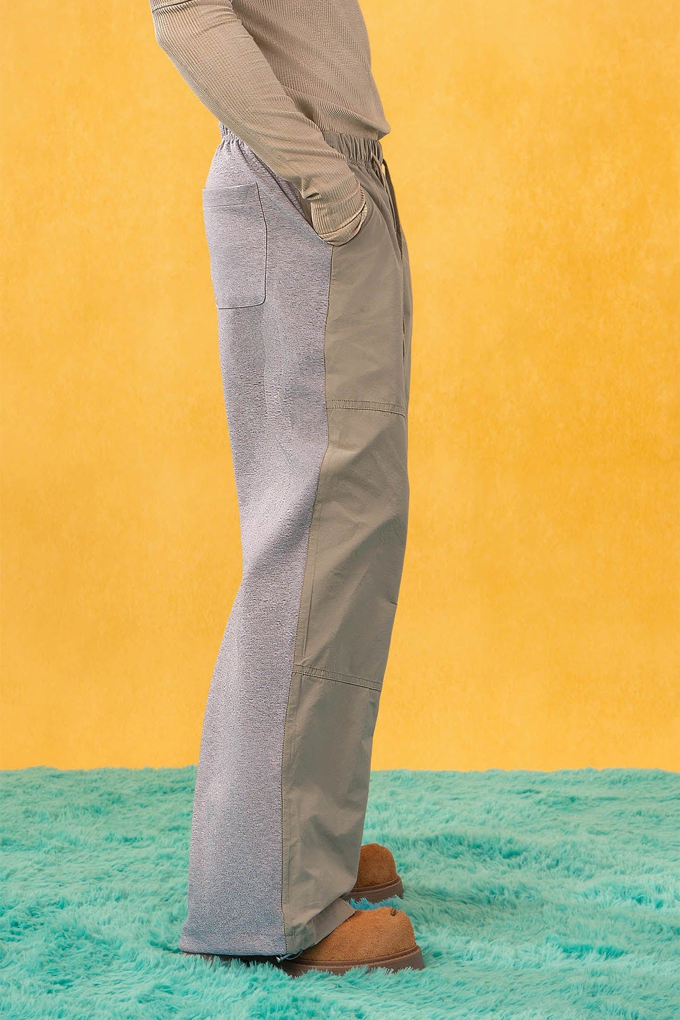 CLP Contrast Panel Drawstring Straight-Leg Pants, premium urban and streetwear designers apparel on PROJECTISR.com, CLP