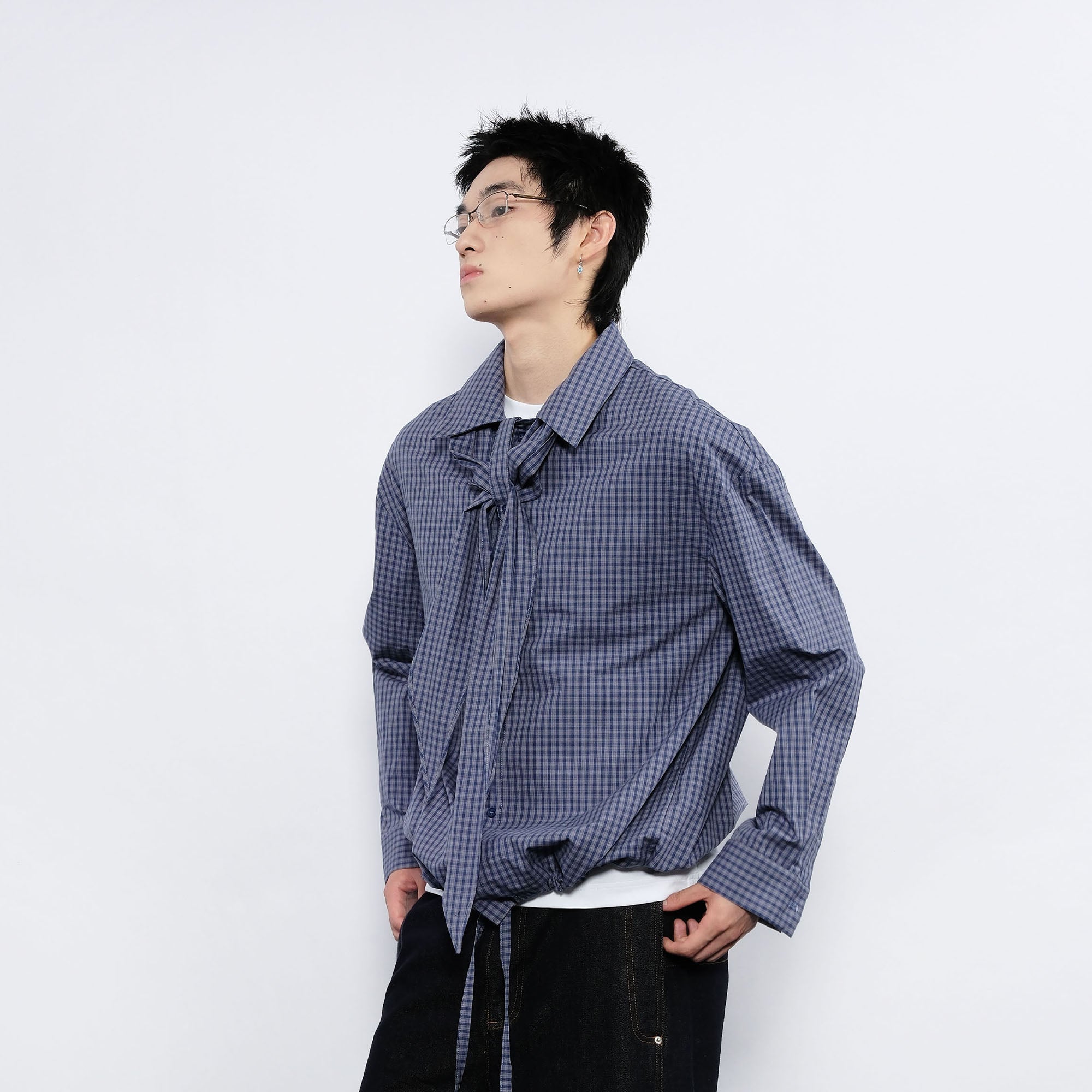 7440 37 1 Plaid Neck Tie Shirt, premium urban and streetwear designers apparel on PROJECTISR.com, 7440 37 1