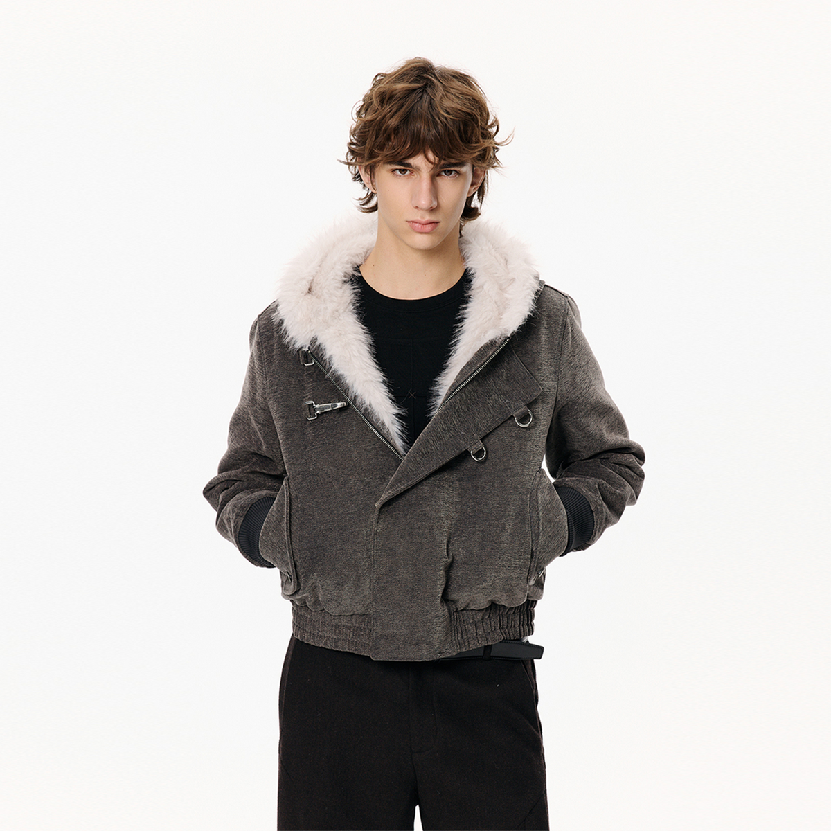KREATE Hooded Chenille Textured Puffer Jacket