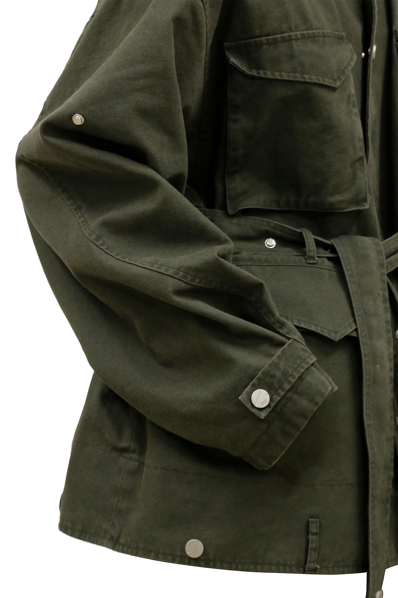 RELABEL Retro Multi-Pocket Snap-Hem Convertible Jacket Green