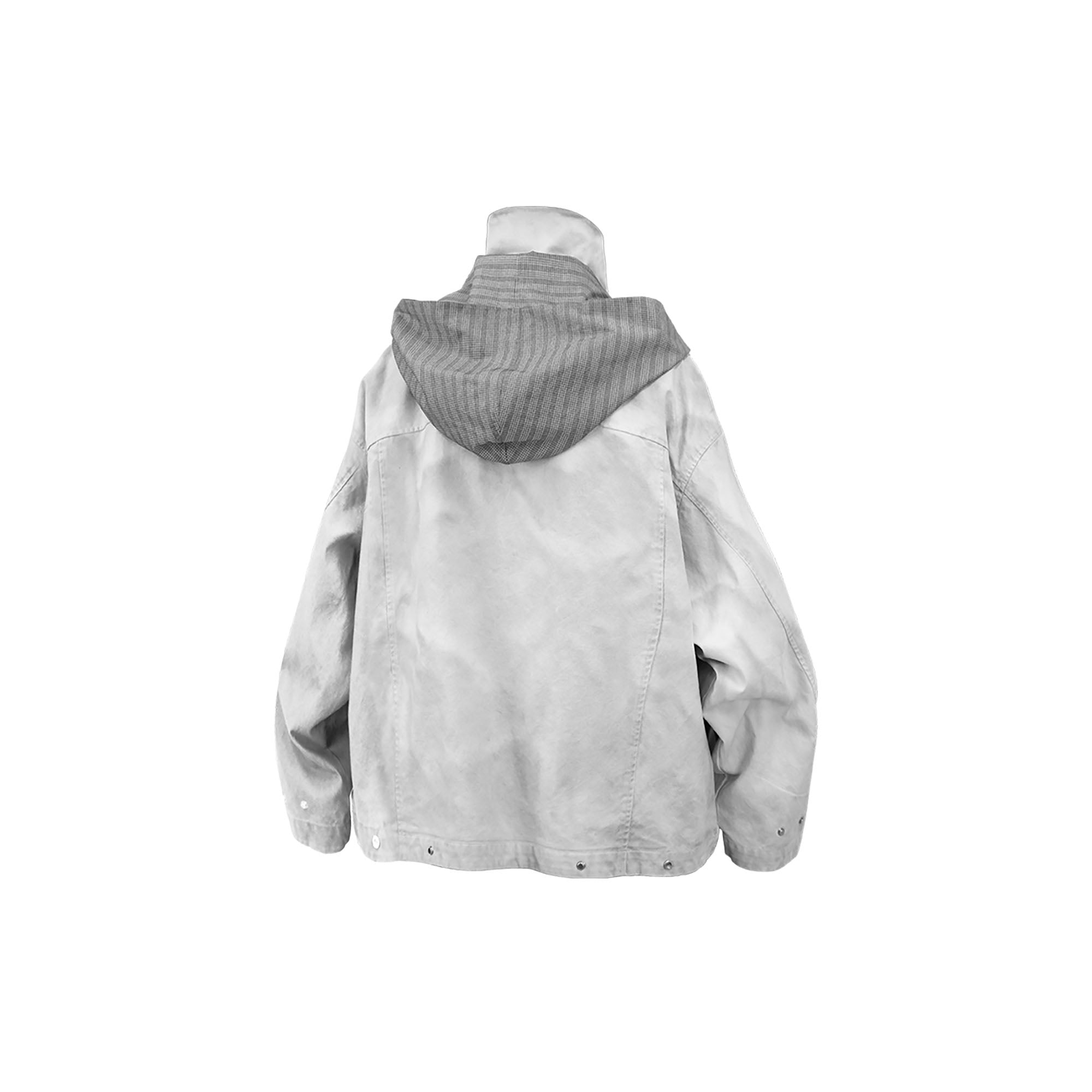 RELABEL Distressed Plaid Hood Oversized Jacket White, premium urban and streetwear designers apparel on PROJECTISR.com, RELABEL