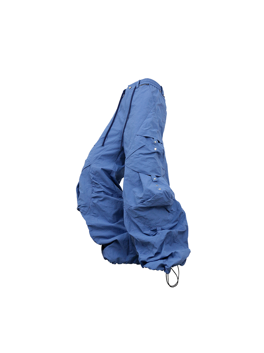 RELABEL Waterproof Nylon Drawstring Oversized Cargo Blue, premium urban and streetwear designers apparel on PROJECTISR.com, RELABEL