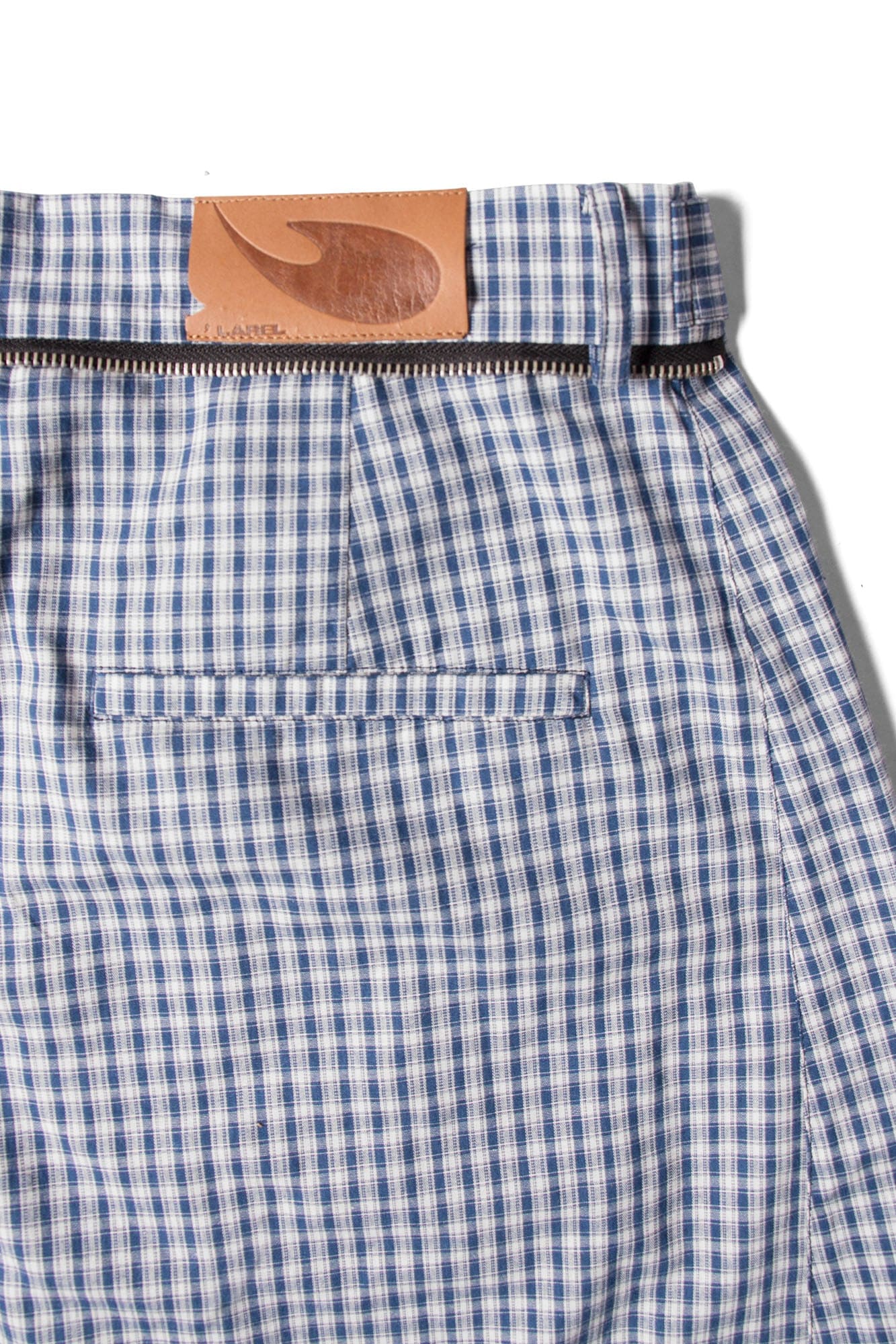 RELABEL Detachable Scarf Grid Pleated Shorts, premium urban and streetwear designers apparel on PROJECTISR.com, RELABEL