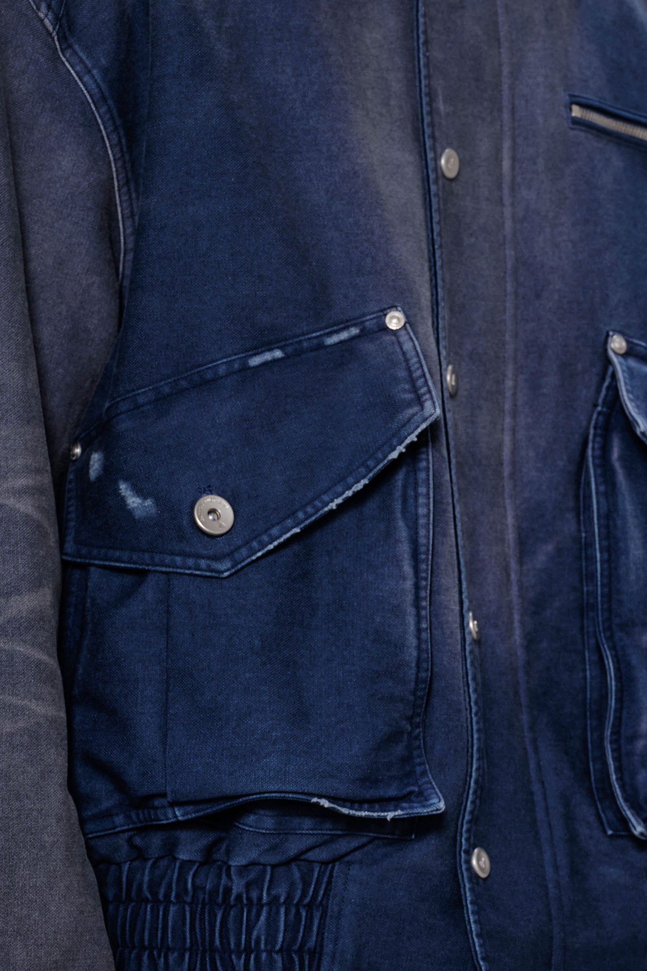 FACEONLAB Washed Gradient Utility Jacket Blue, premium urban and streetwear designers apparel on PROJECTISR.com, FACEONLAB