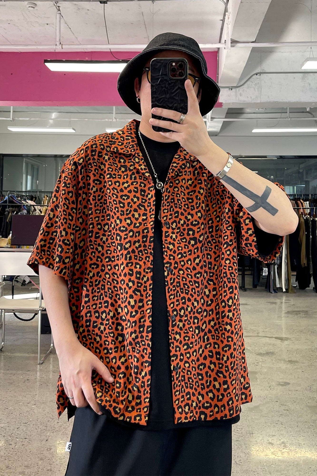 ME DA IGUAL Retro Leopard Full-Print Cuban Half Shirt, premium urban and streetwear designers apparel on PROJECTISR.com, ME DA IGUAL