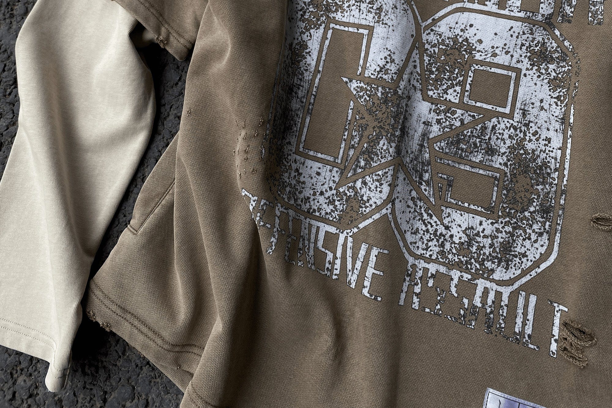 TECNINEGROUP No.09 Distressed Layered Long-Sleeve Tee, premium urban and streetwear designers apparel on PROJECTISR.com, TECNINEGROUP