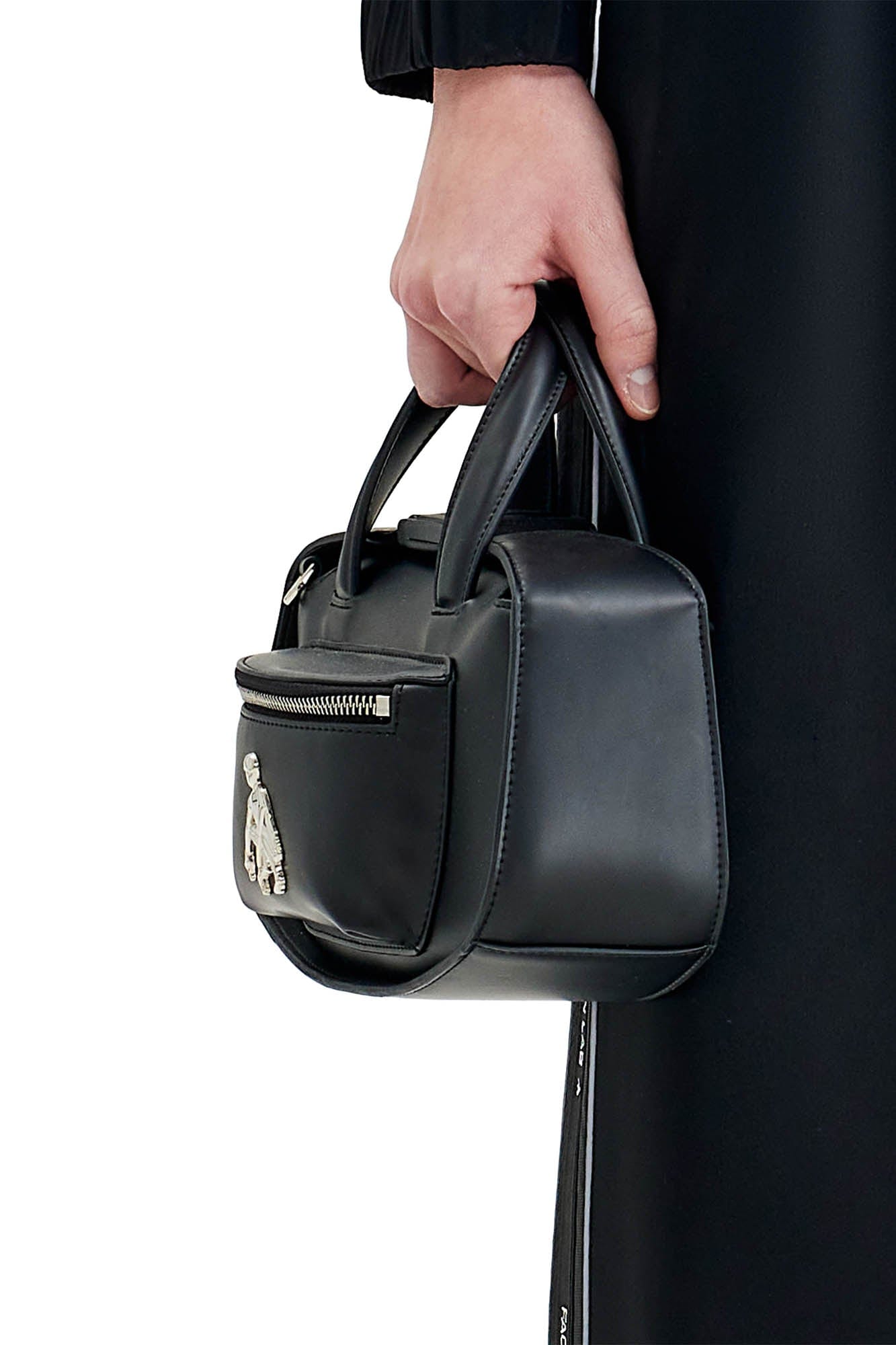 FACEONLAB Metallic Logo Faux Leather Dual-Handle Bag, premium urban and streetwear designers apparel on PROJECTISR.com, FACEONLAB