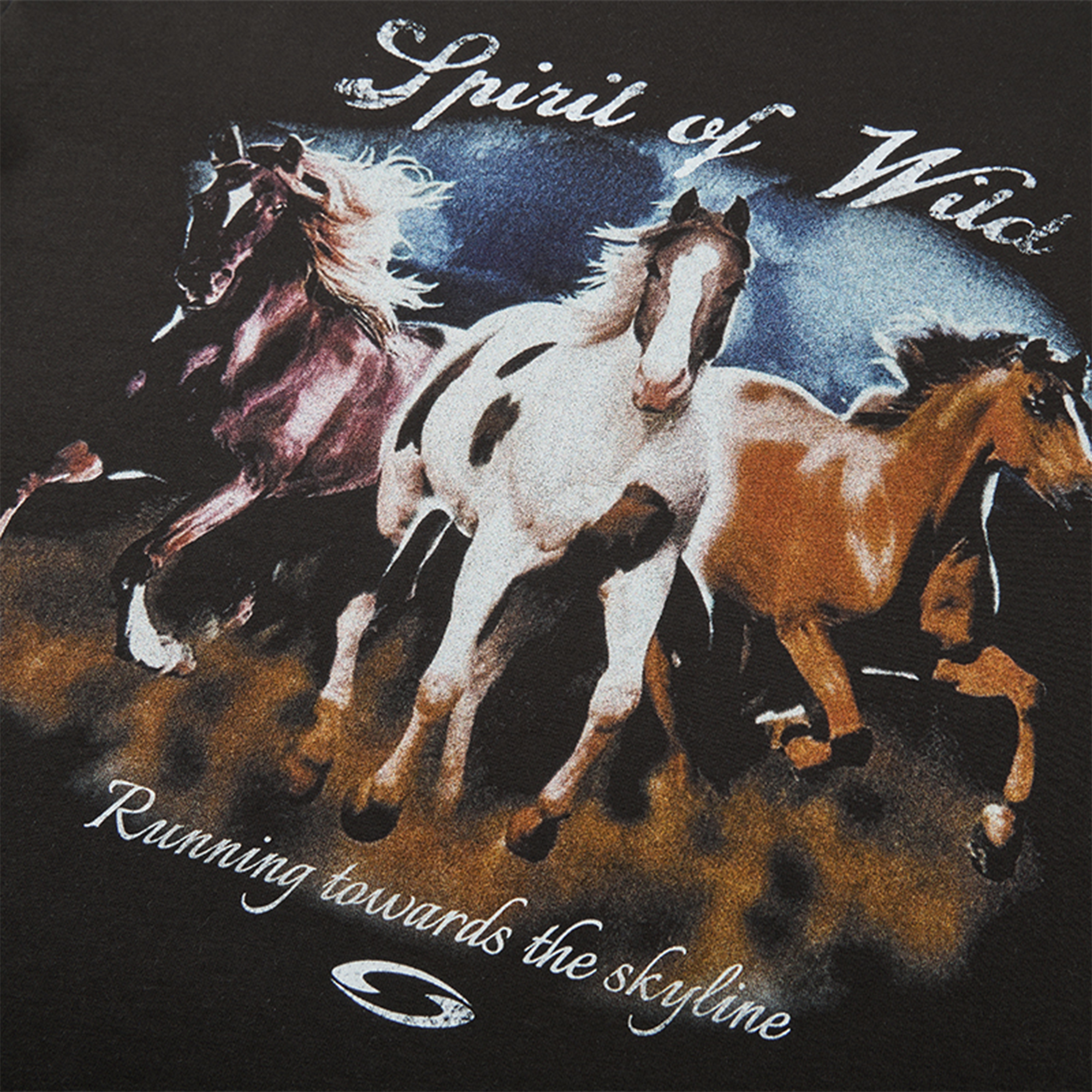 F2CE Washed Retro Horse Graphic T-Shirt